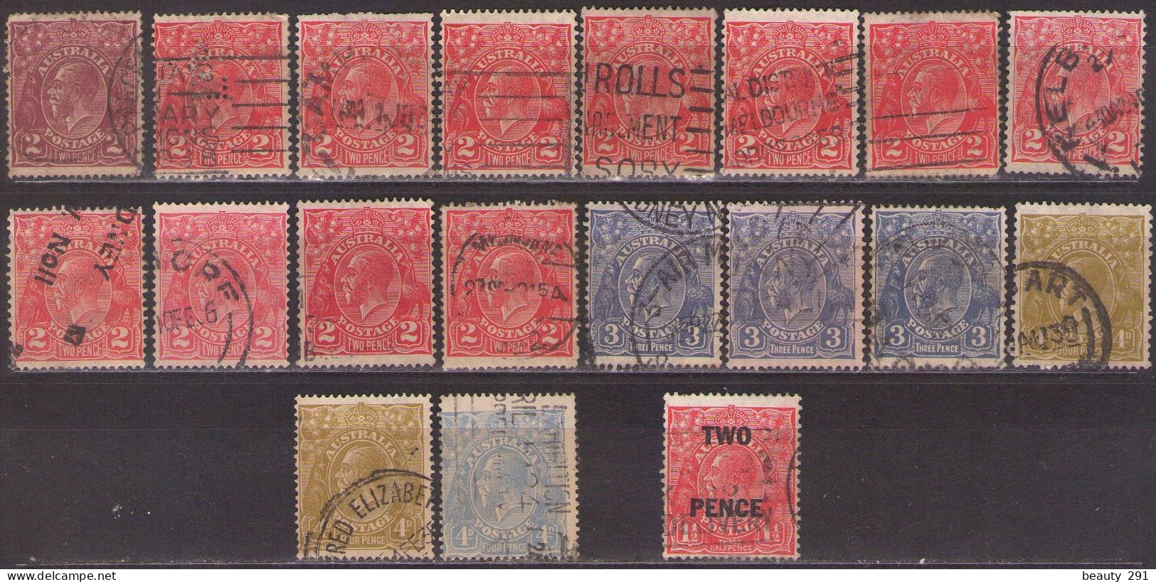 LOT Stamps AUSTRALIA  GEORGE V -1913-1936 -Varietyes-- --Watermarks - Gebruikt