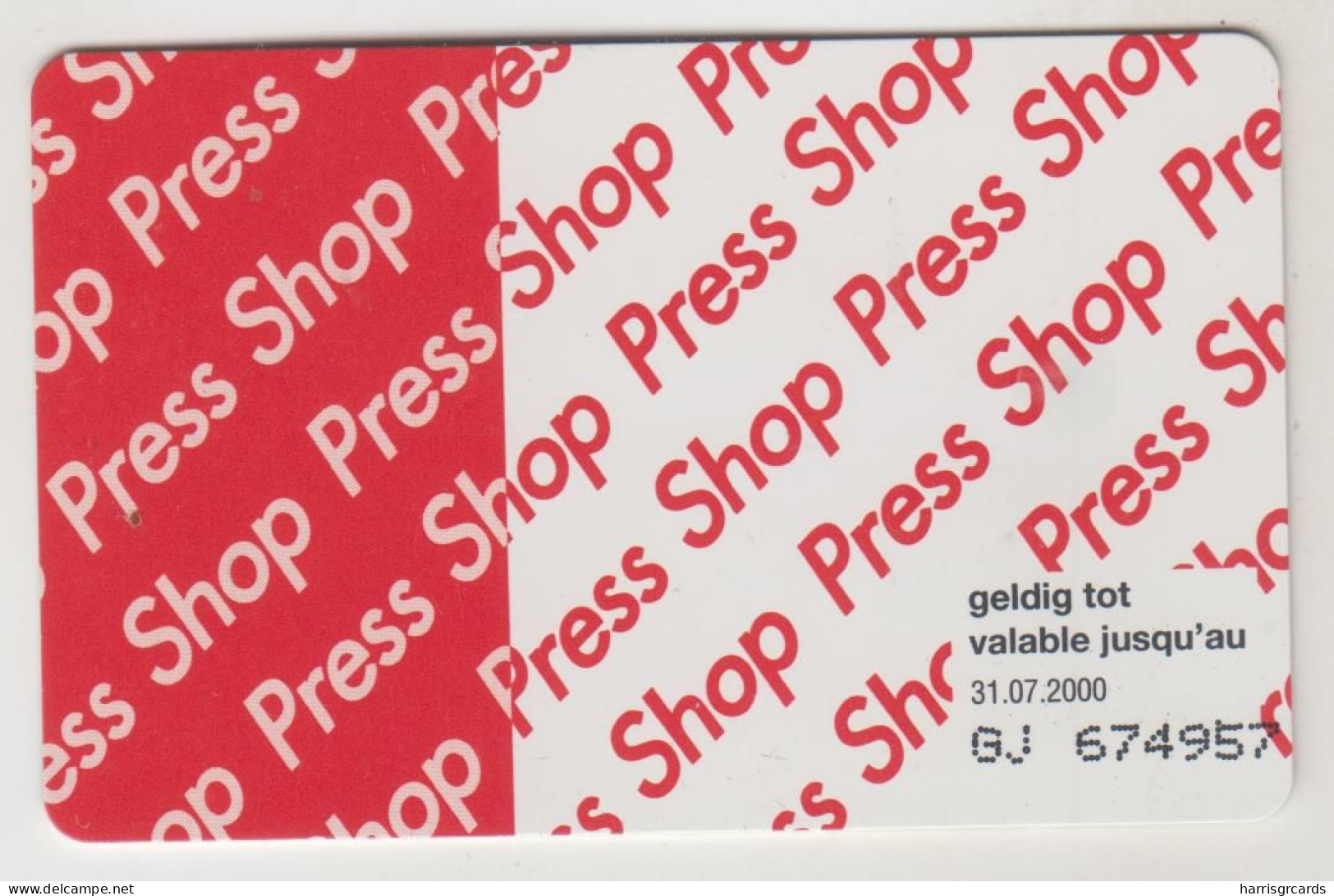 BELGIUM - Press Shop , CN: GJ - 31.07.2000 , 200 BEF, Tirage 150.000, Used - Con Chip