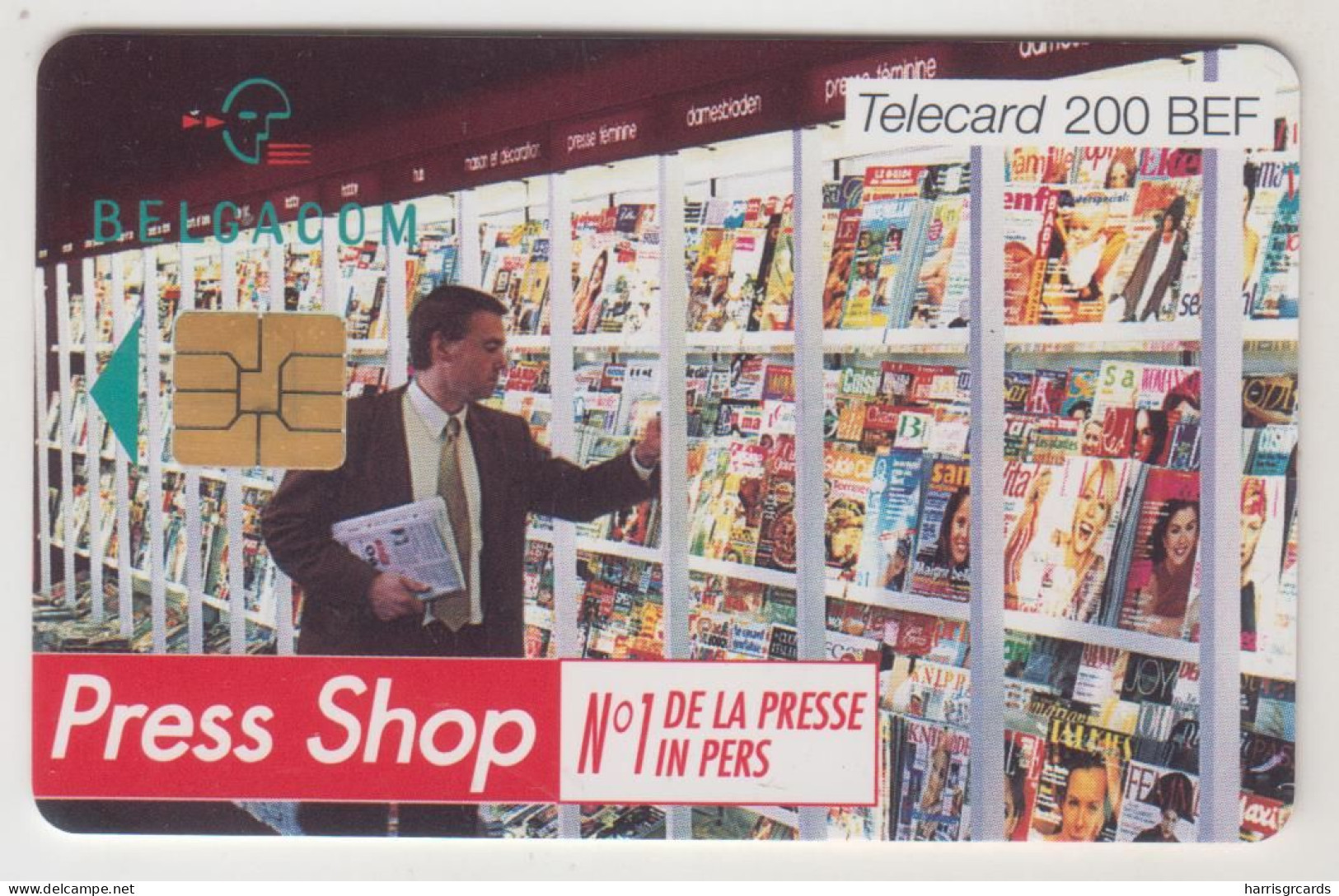 BELGIUM - Press Shop , CN:HJ – 30.11.2000 , 200 BEF, Tirage 150.000, Used - With Chip