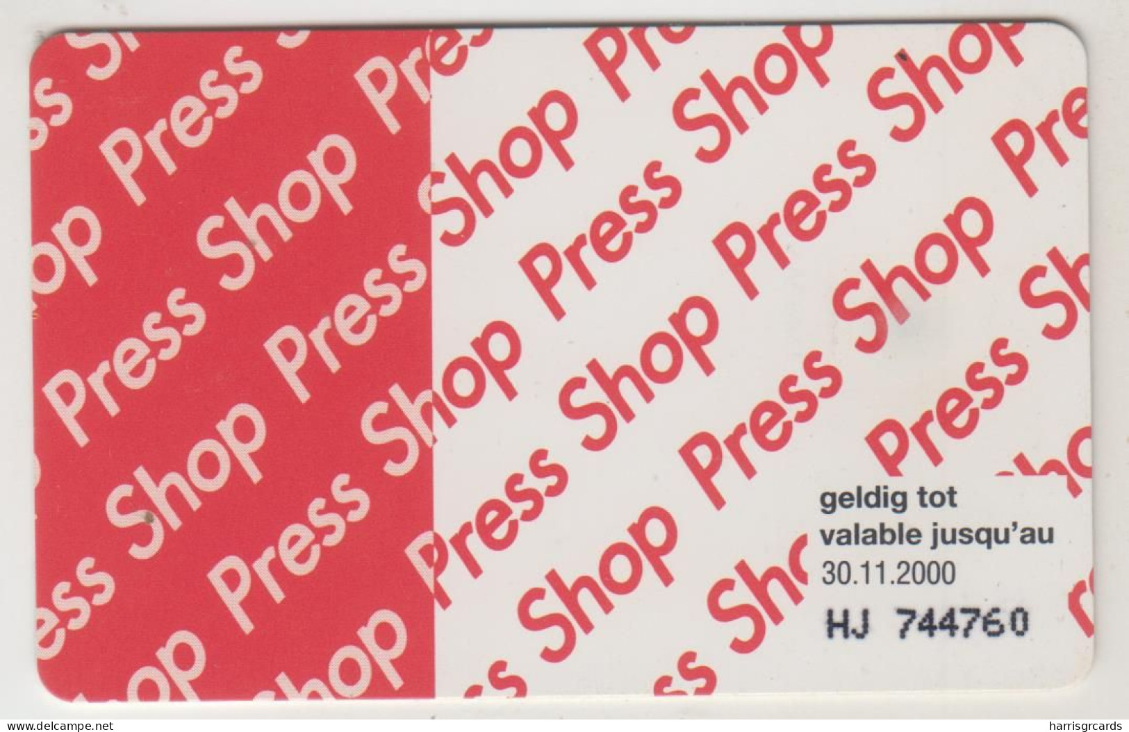 BELGIUM - Press Shop , CN:HJ – 30.11.2000 , 200 BEF, Tirage 150.000, Used - Avec Puce