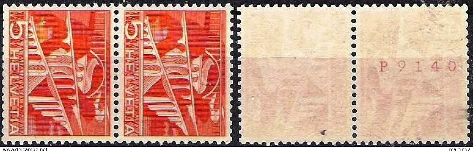 Schweiz Rolle Suisse Rouleaux Swiss Coil Sitterbrücke 1949: Zu 298RM.01 Mi 530RI Mit Avec N° M9140 ** MNH (Zu CHF 18.00) - Rouleaux