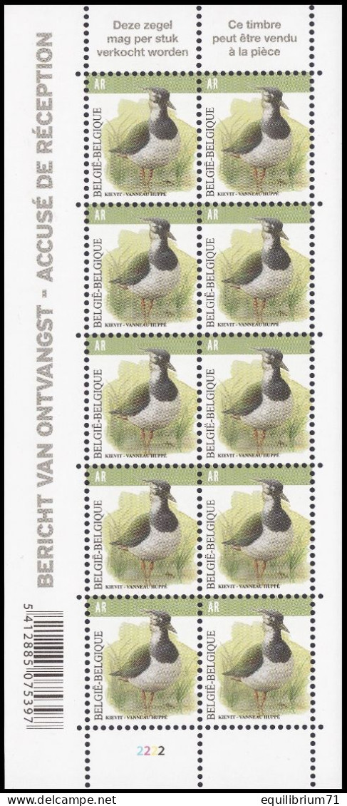 4367** - Vanneau Huppé/Kievit/Kiebitz/Lapwing/Vanellus Vanellus - PLANCHE II / PLAAT II - BUZIN - AR - Gomme Jaunâtre - 2011-2020