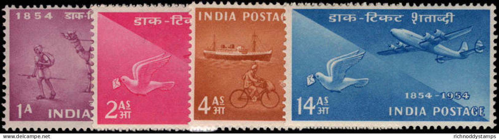 India 1954 Stamp Centenary Lightly Mounted Mint. - Unused Stamps