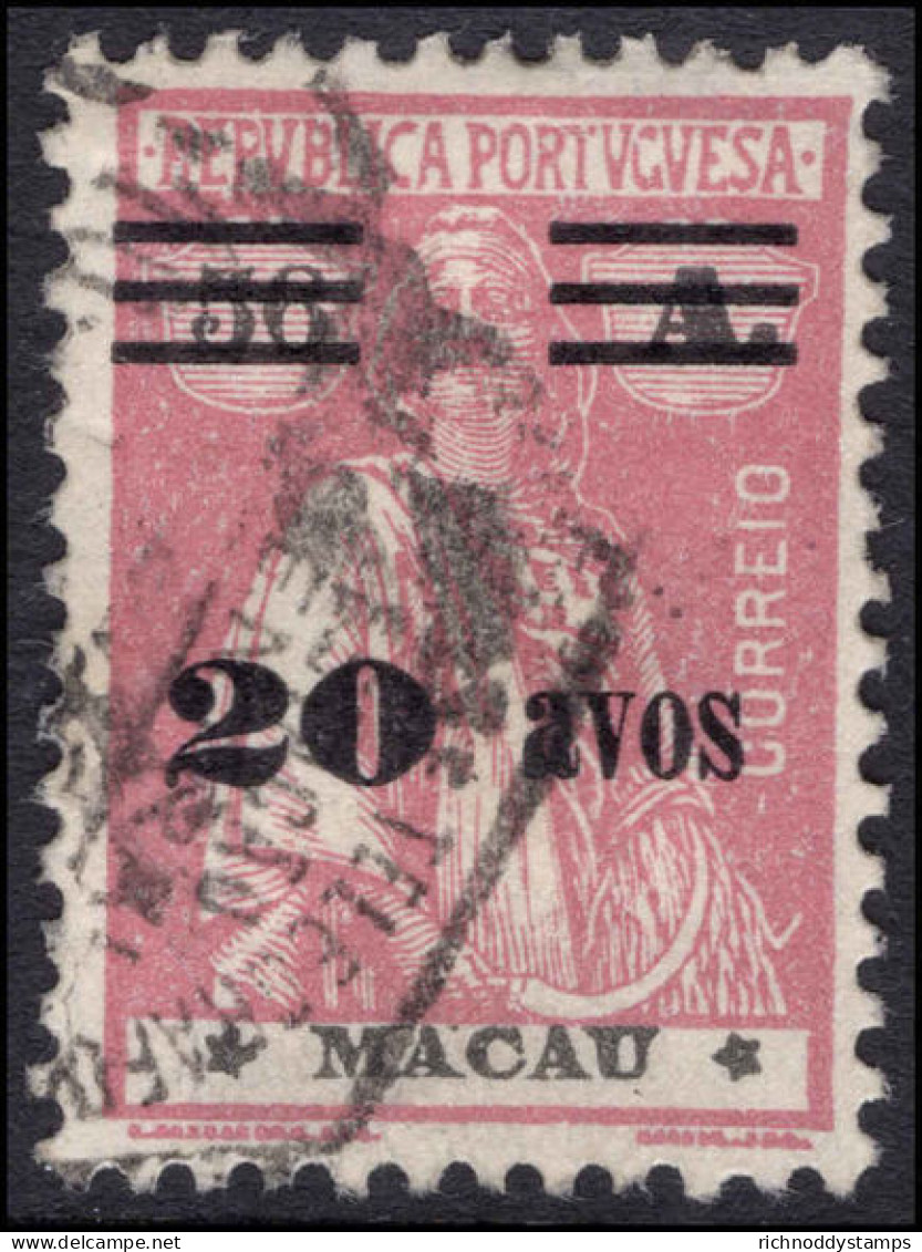 Macau 1931-33 20a On 56a Dull Rose Fine Used. - Used Stamps