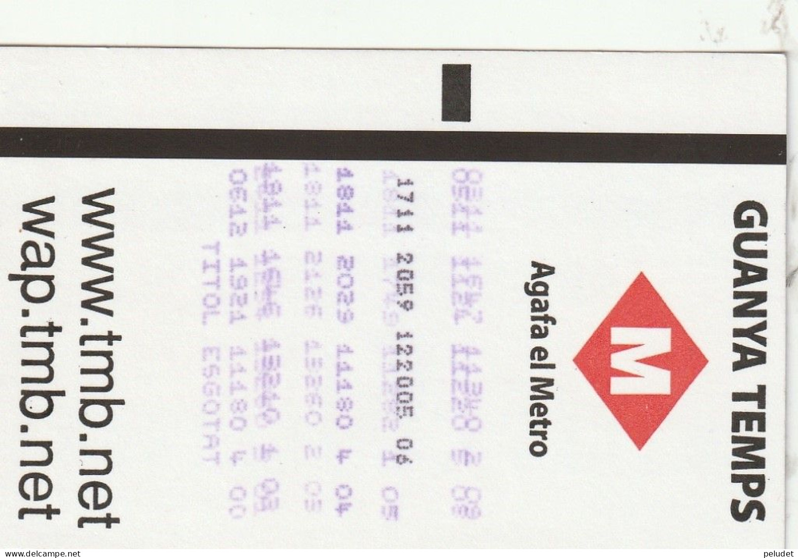 Ticket  Metro Subway Barcelona TMB - ATM - 1999-2000? - Europa