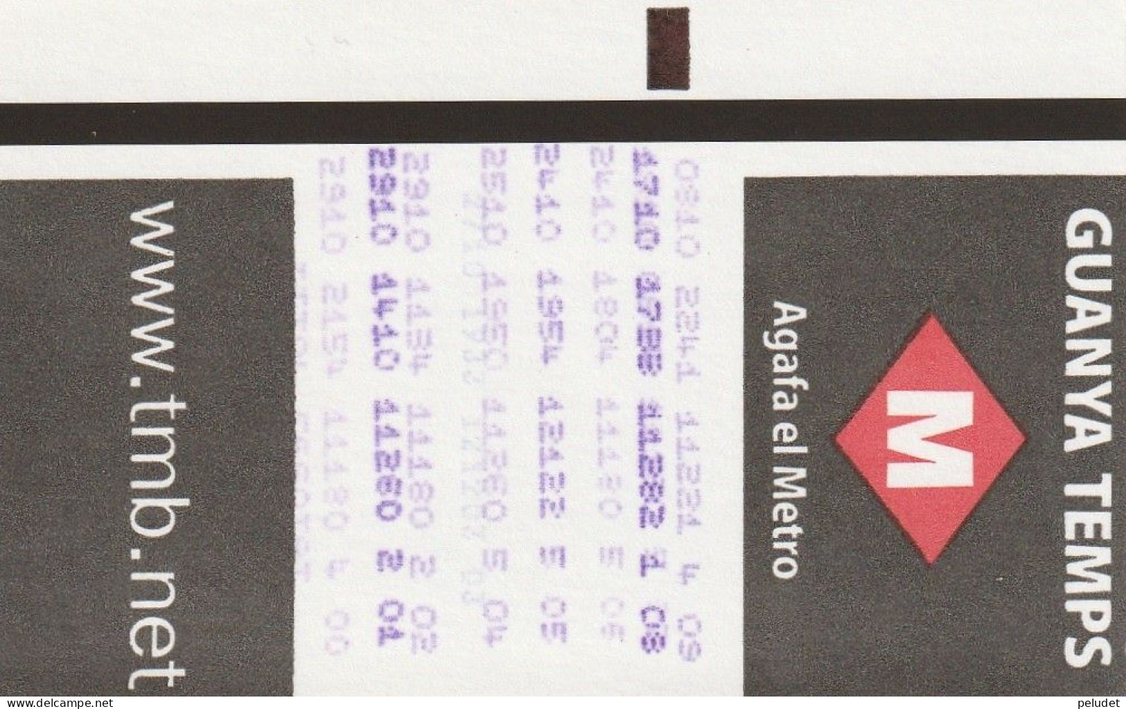 Ticket  Metro Subway Barcelona TMB - ATM - 1999-2000? - Europe