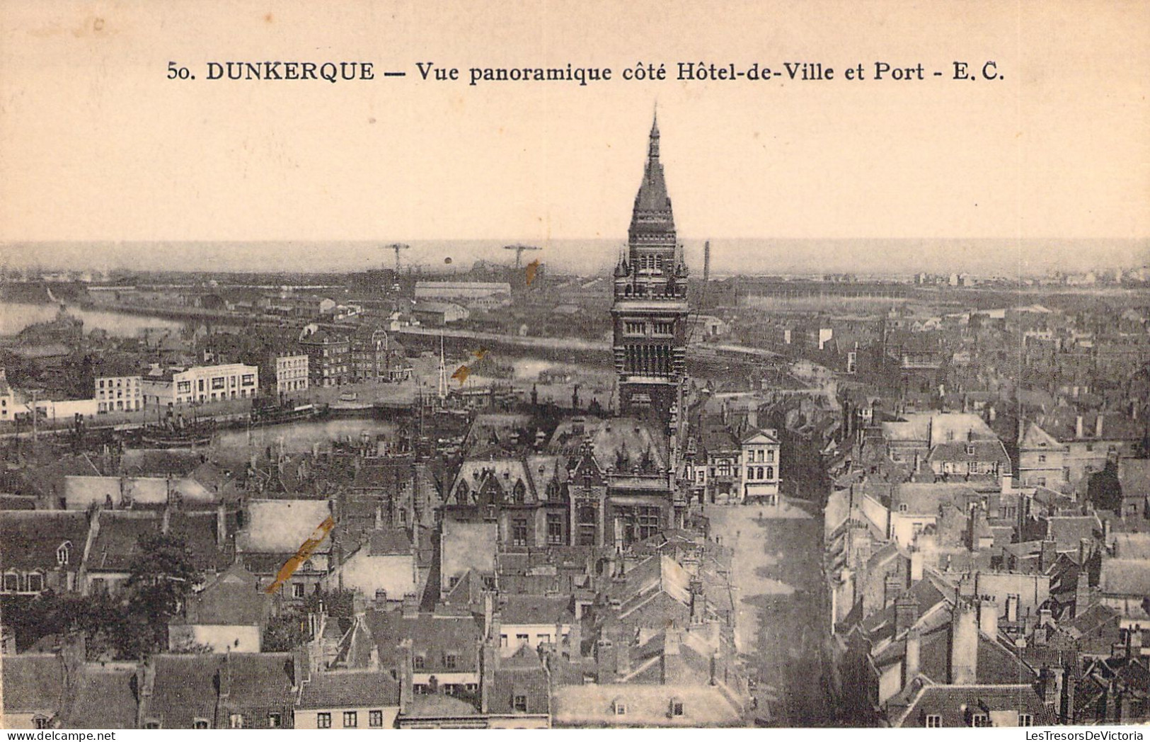 FRANCE - 59 - DUNKERQUE - Vue Panoramique Côté Hôtel De Ville Et Port - EC - Carte Postale Ancienne - Dunkerque