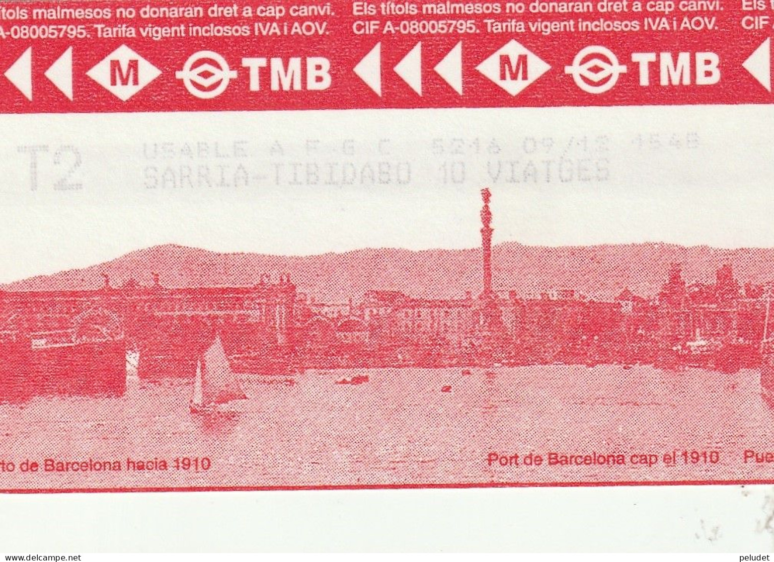 Ticket Metro Subway Barcelona M TMB - 1997? - Europe