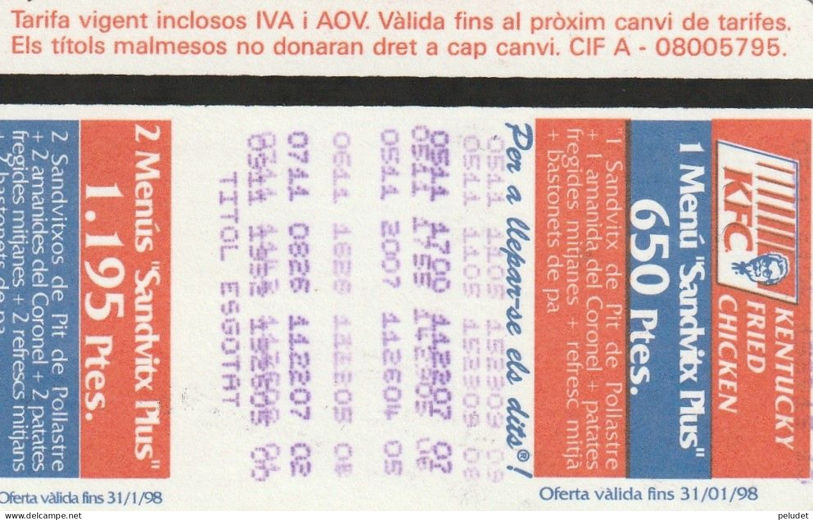 Ticket  Metro Subway Barcelona TMB - FGC - 1999-2000? - Europe