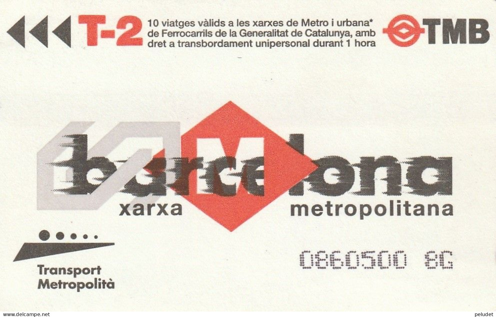 Ticket  Metro Subway Barcelona TMB - FGC - 1999-2000? - Europe