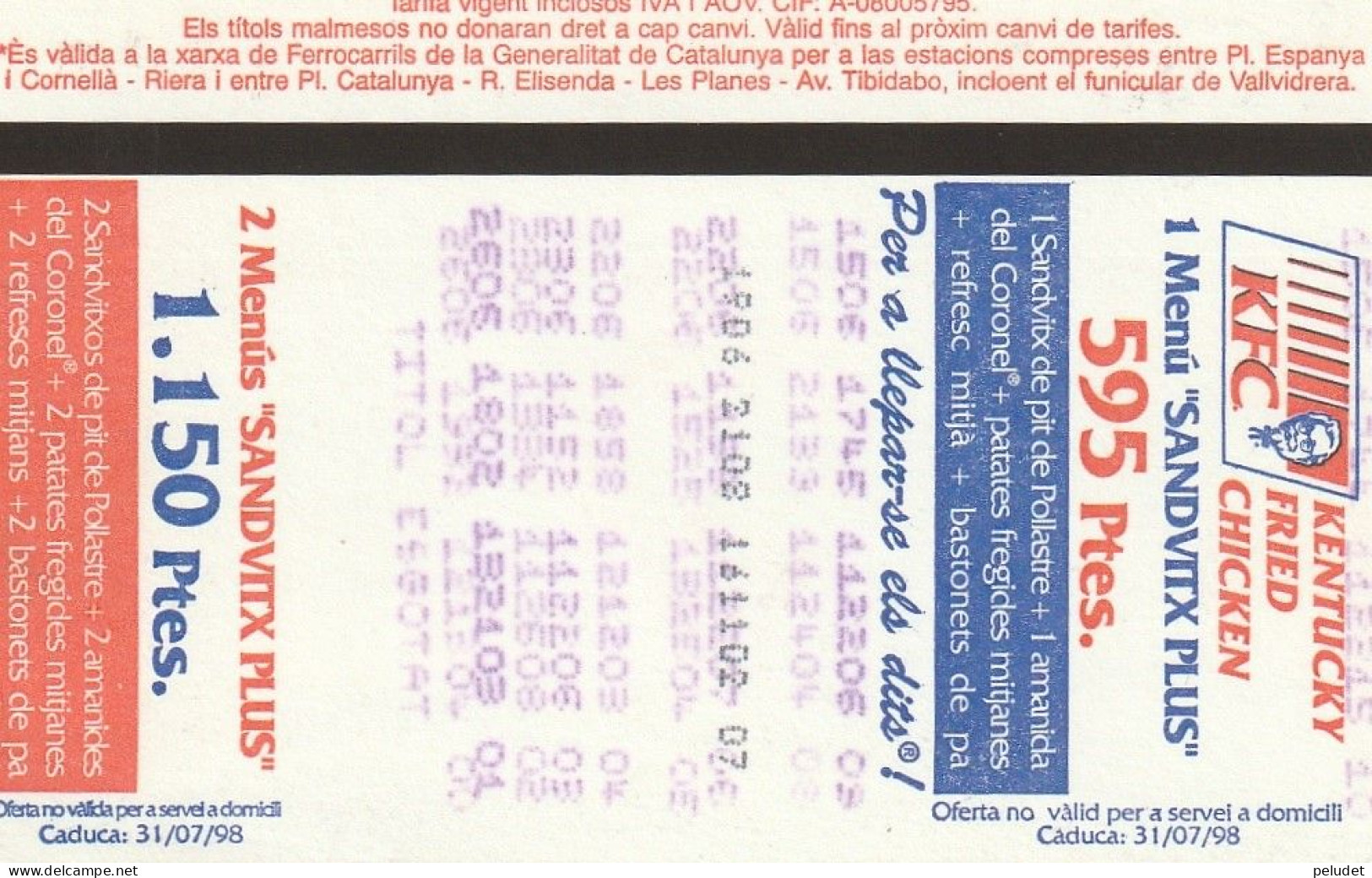 Ticket  Metro Subway Barcelona TMB - FGC - 1999-2000? - Europe