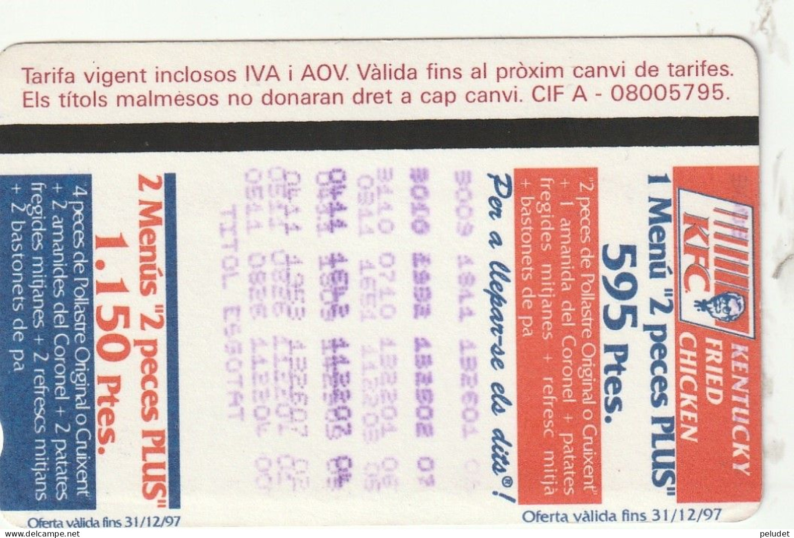 Ticket  Metro Subway Barcelona TMB - FGC - 1999-2000? - Europe