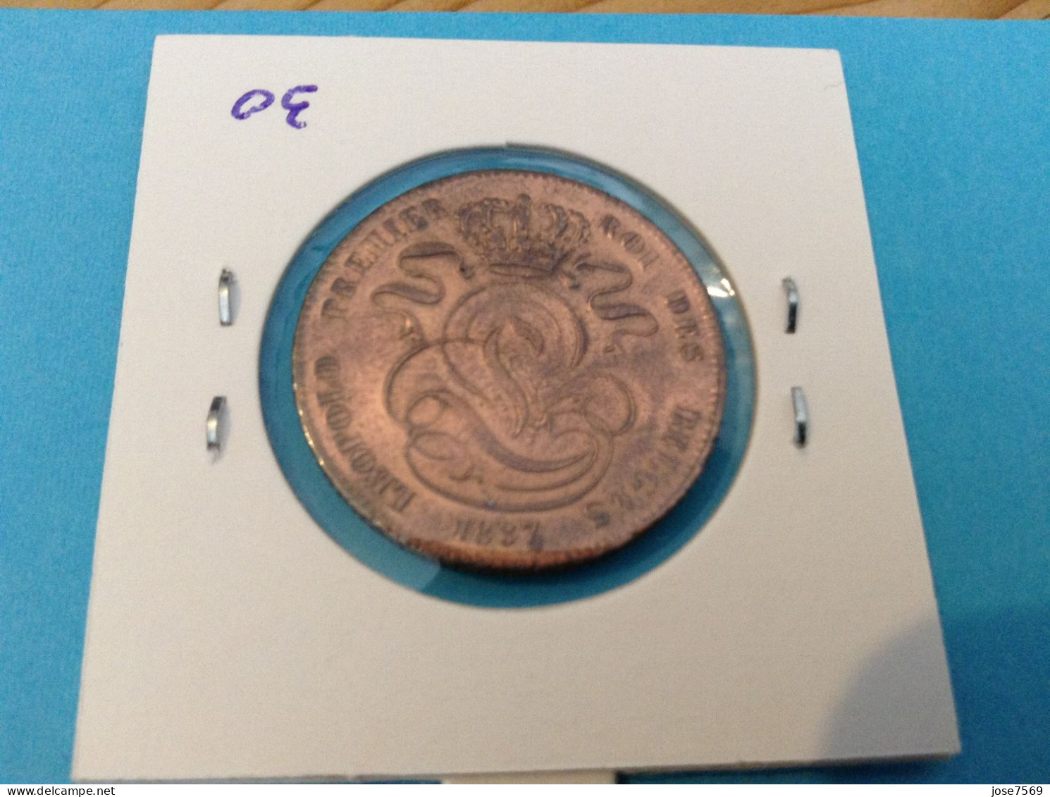 België Leopold I 5 Cent 1837 Met Punt. Dikkere Plaat 11,3 Gr. (Morin 70) - 5 Cent