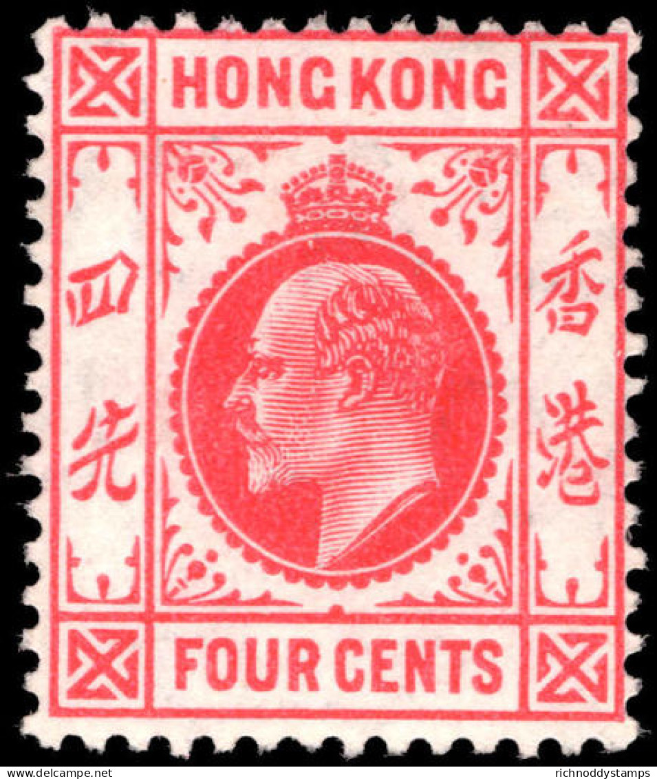 Hong Kong 1907-11 4c Carmine Unmounted Mint. - Neufs