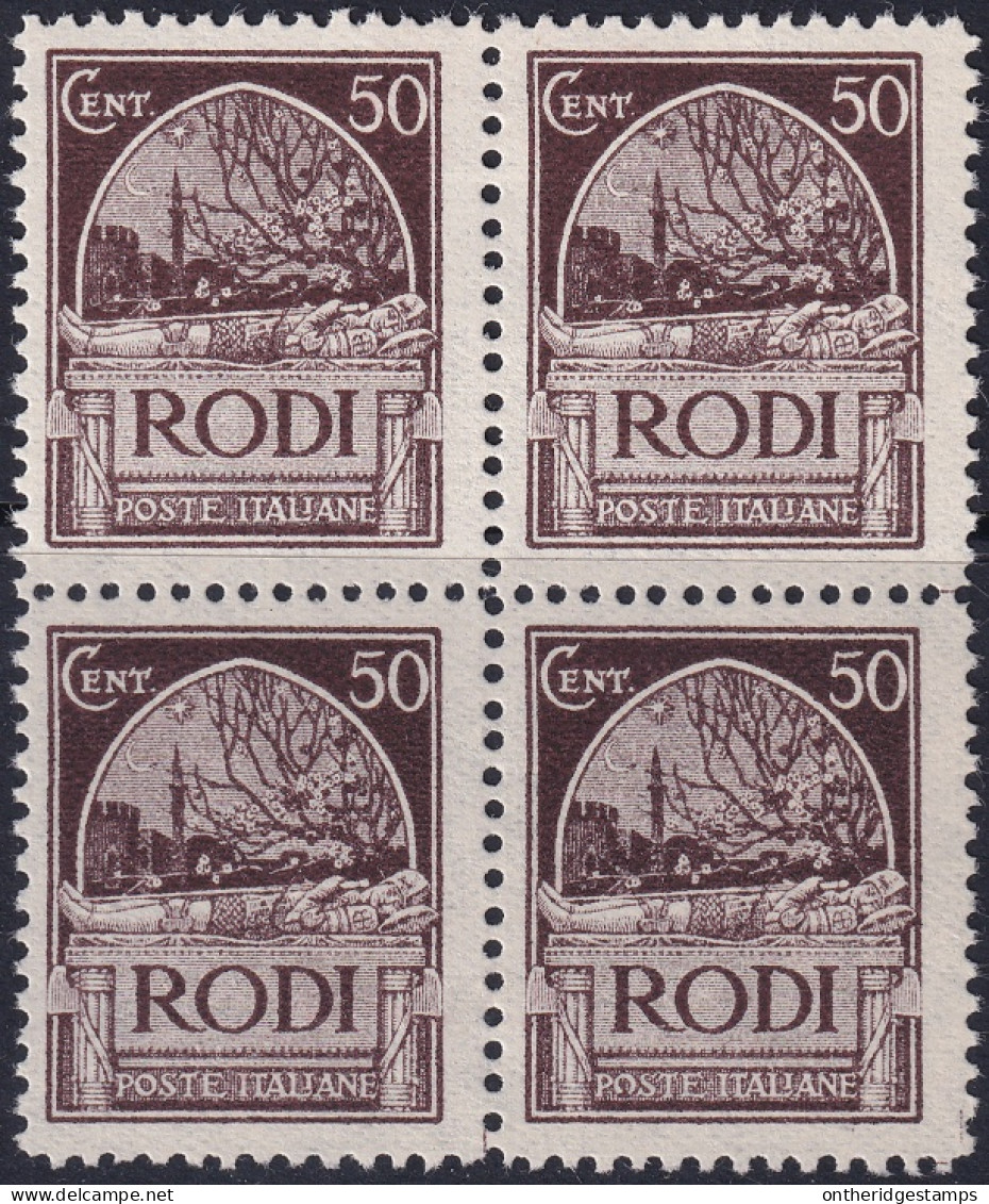Italy Aegean Rhodes 1929 Sc 20 Egeo Rodi Sa 8 Block MLH* - Aegean (Rodi)