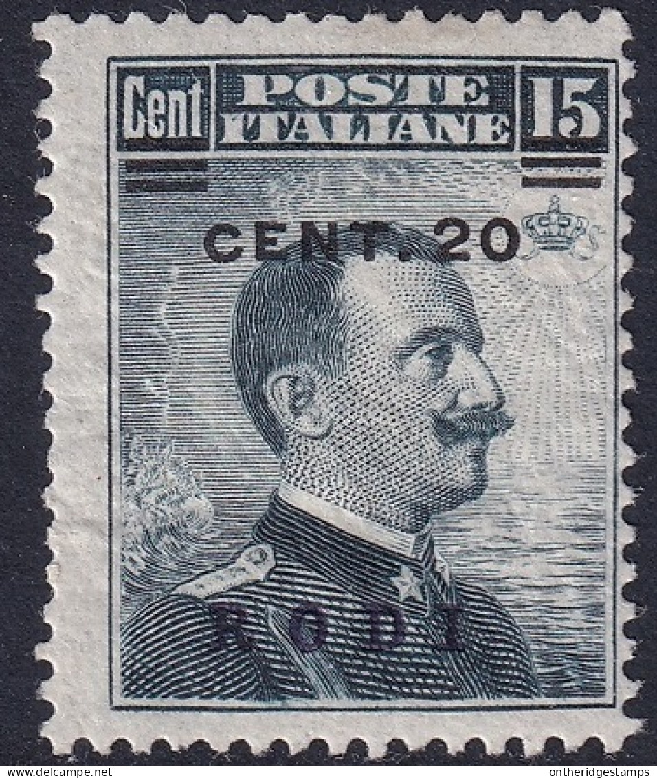 Italy Aegean Rhodes 1916 Sc 14 Egeo Rodi Sa 8 MH* Crazed Gum Shifted Overprint - Egée (Rodi)