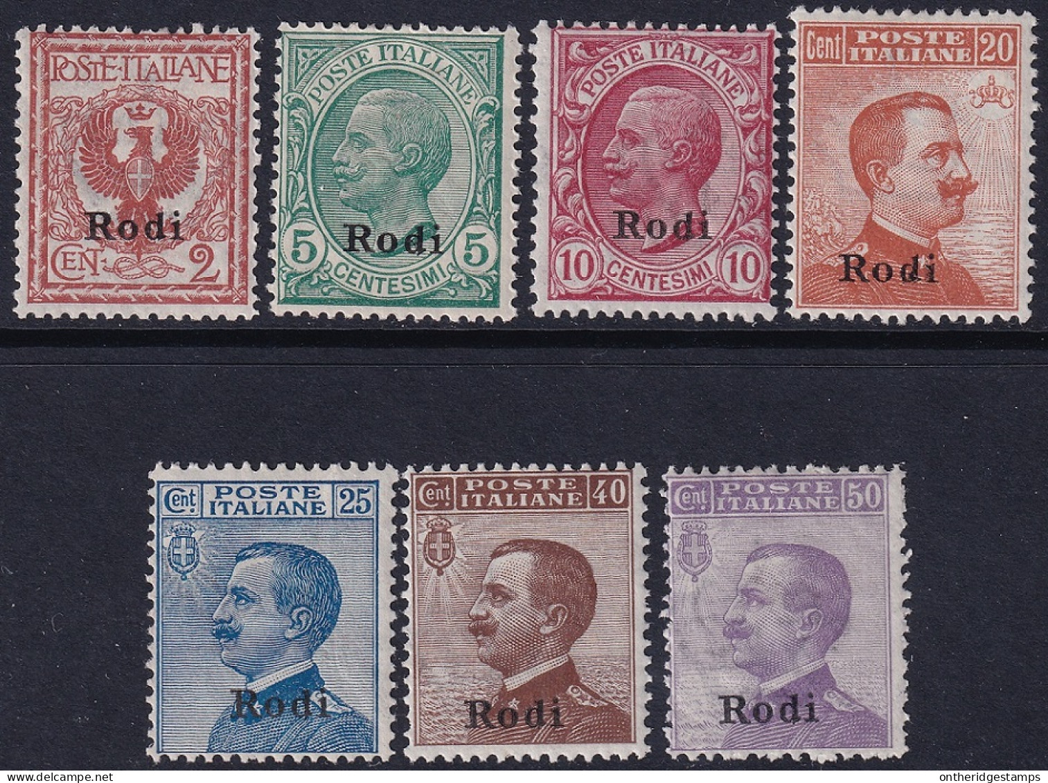 Italy Aegean Rhodes 1912 Sc 1/9 Egeo Rodi Sa 1/12 Partial Set MH* Some Gum Crazing - Egée (Rodi)