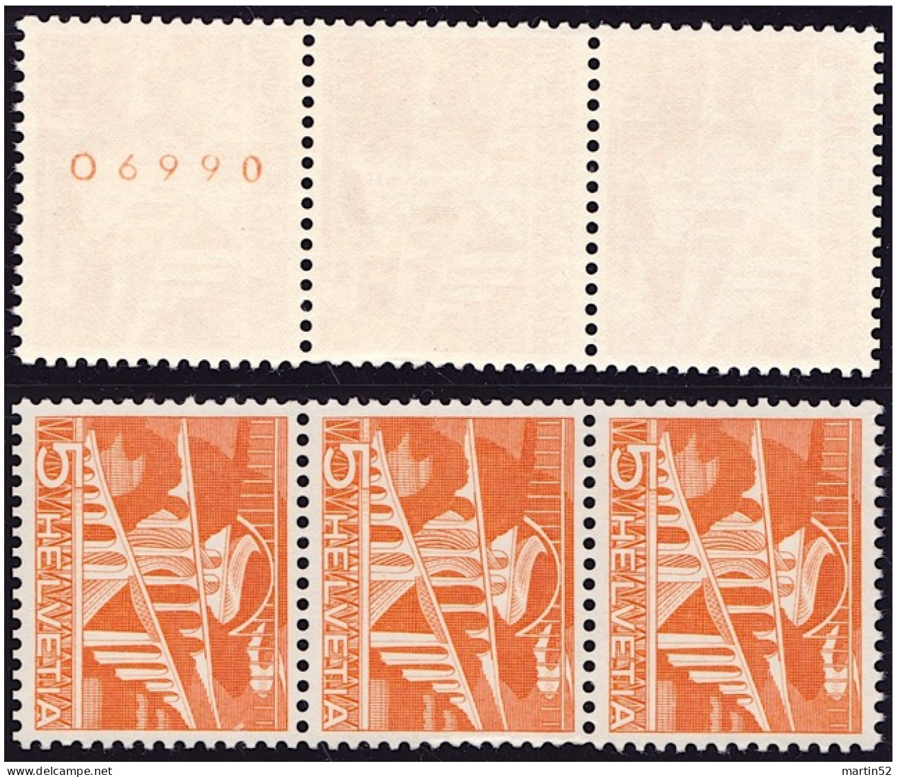 Schweiz Rolle Suisse Rouleaux Swiss Coil Sitterbrücke 1949: Zu 298RM.01 Mi 530RI Mit Avec N° O6690 ** MNH (Zu CHF 18.00) - Rollen