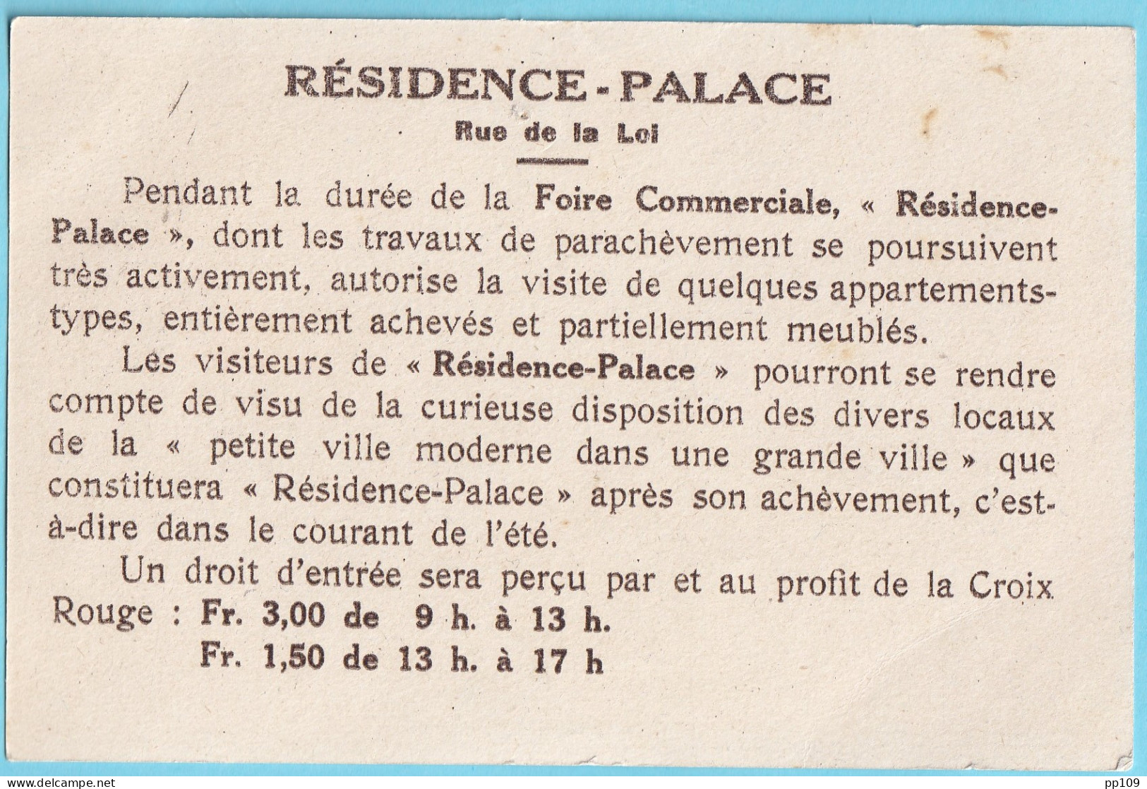 2 CP Résidence Palace Pub Visite Pdt La Foire Commerciale Rue Juste Lipse  15 Mars 1926 - Etterbeek