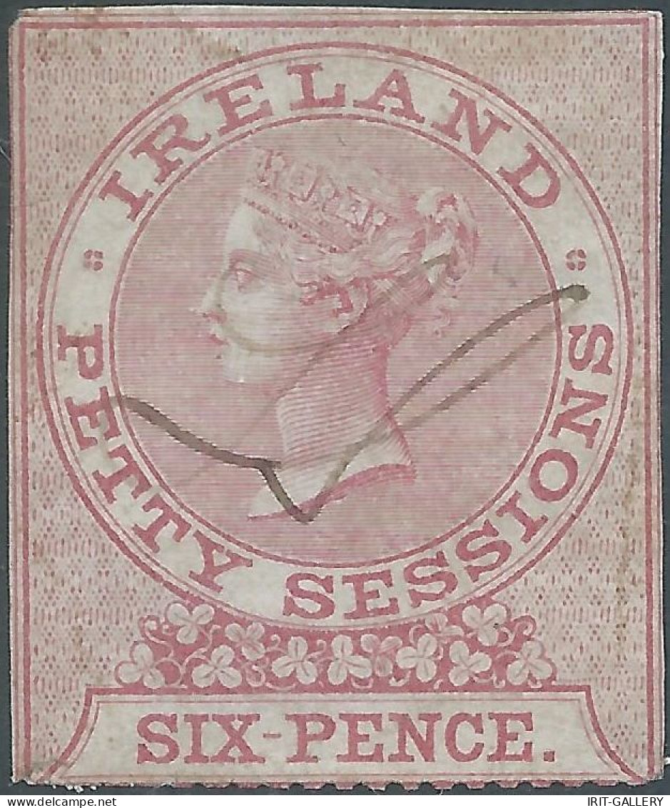 Great Britain,IRELAND - Queen Victoria,1886  Revenue Stamp PETTY SESSIONS , 6Pence ,Imperf , Used - Ohne Zuordnung