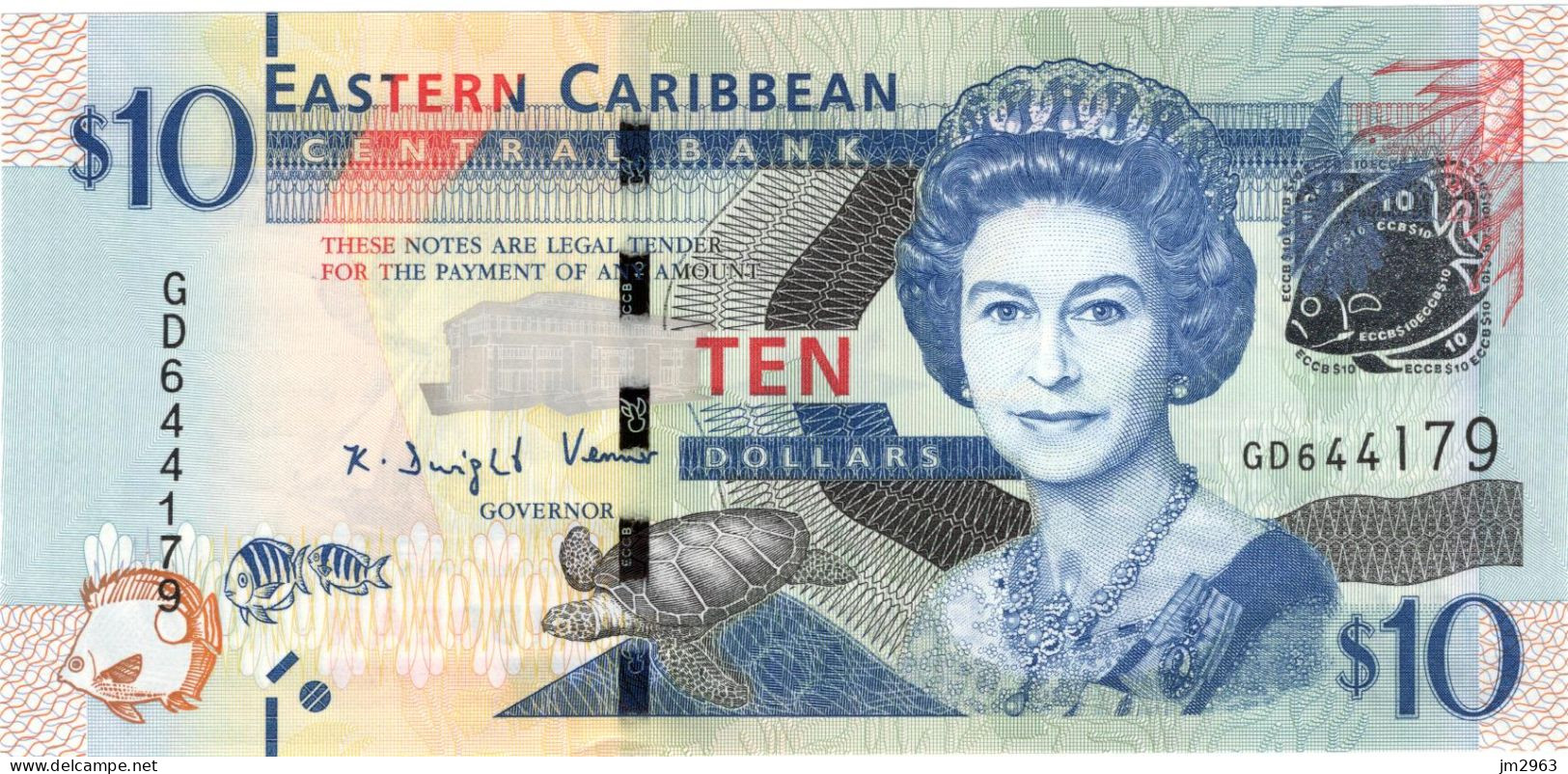 CARAIBES ORIENTALES 10 DOLLARS UNC ND GD644179 - East Carribeans