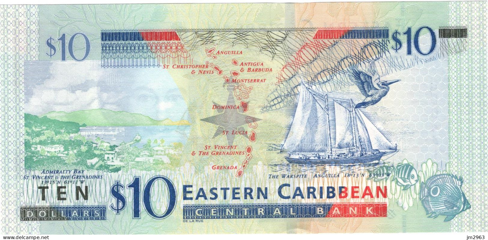 CARAIBES ORIENTALES 10 DOLLARS UNC ND GD644179 - East Carribeans