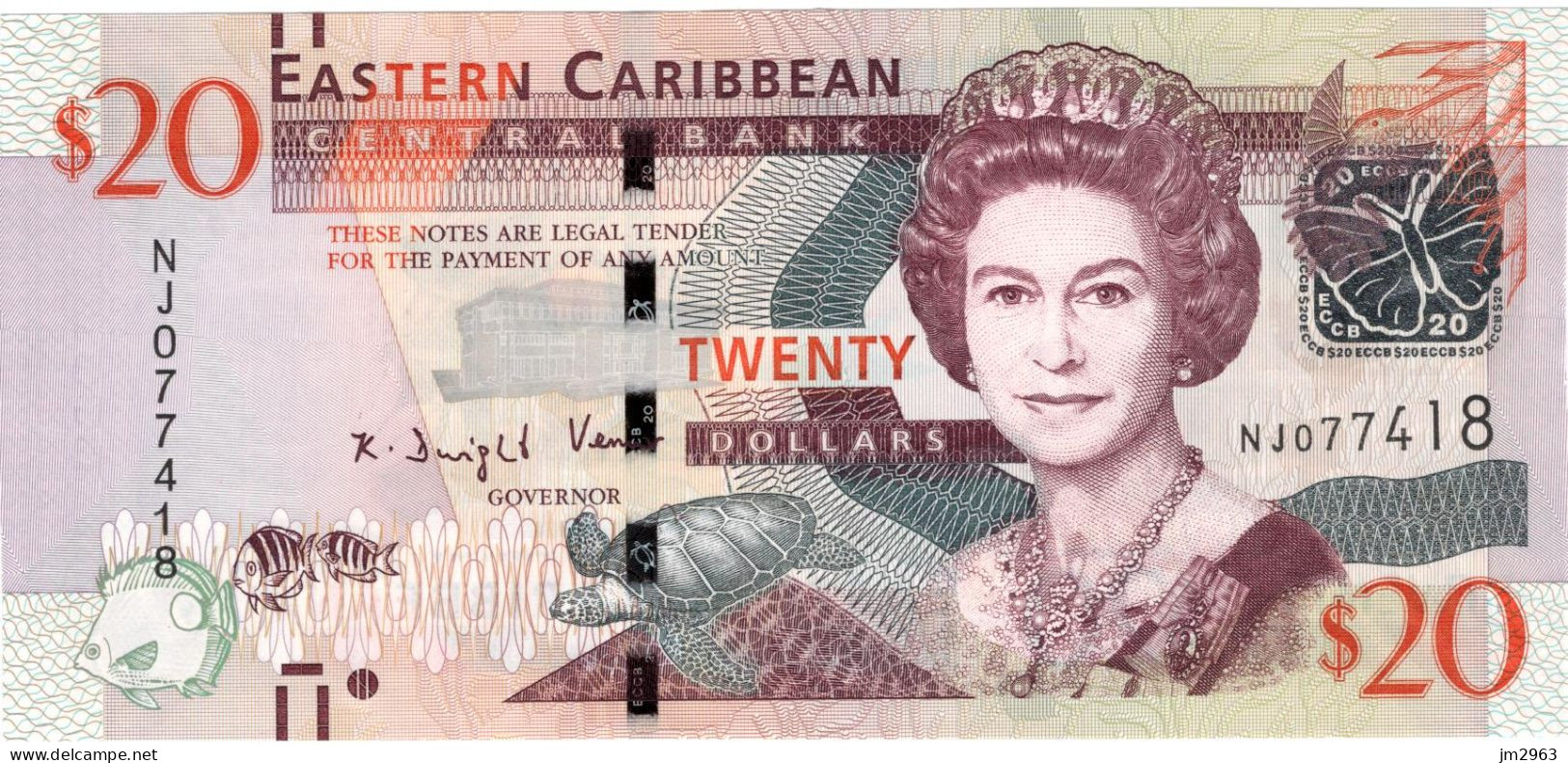 CARAIBES ORIENTALES 20 DOLLARS UNC ND  NJ077418 - Caraïbes Orientales