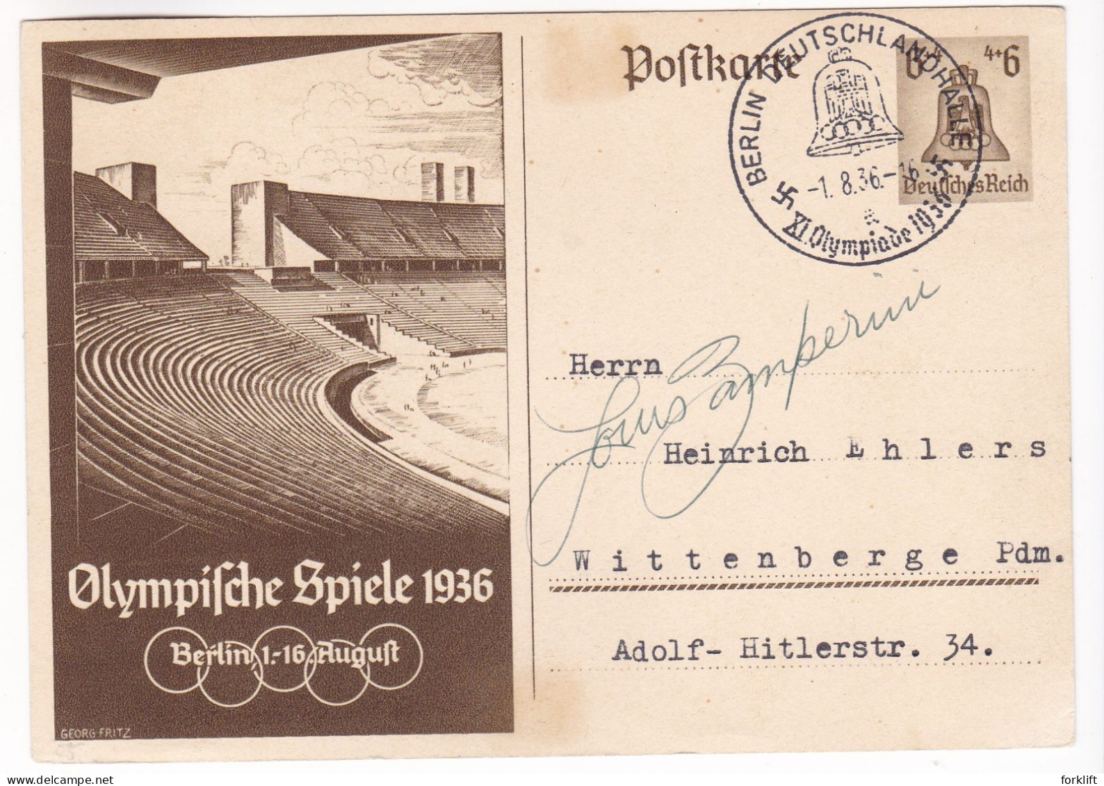 B172 Louis Zamperini US Olympian 1936 Berlin Original Autogramm Autograph - Sportifs