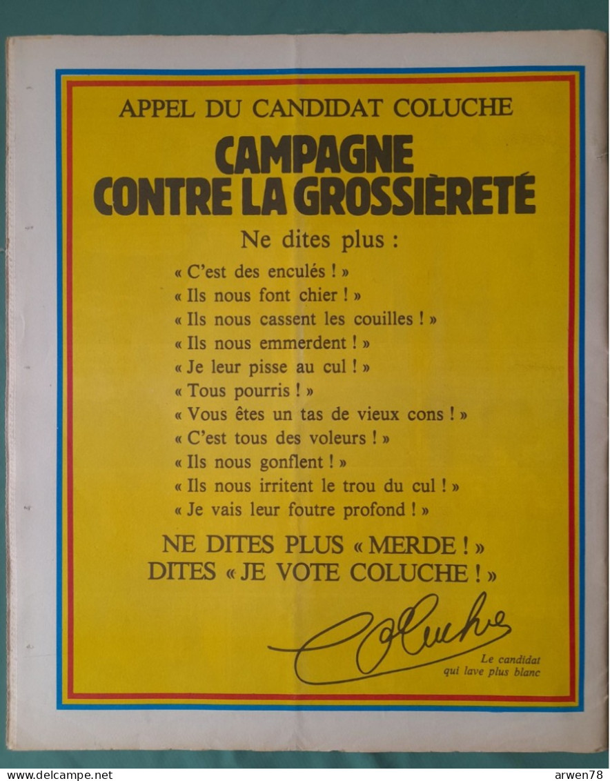 CHARLIE HEBDO 1980 N° 527 AFFICHE COLUCHE LE MINISTRE DE LA GUERRE EST MORT - Humor