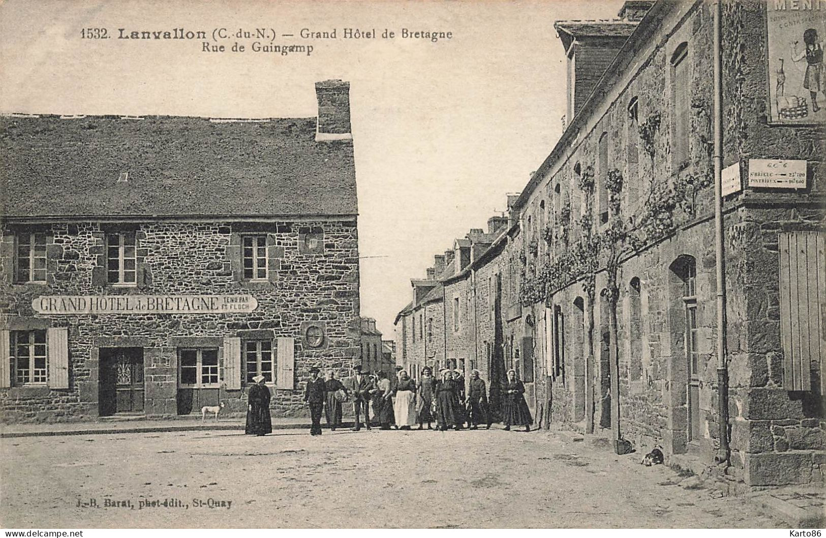 Lanvollon * Grand Hôtel De Bretagne Tenu Par FLOCH , Rue De Guingamp * Villageois - Lanvollon