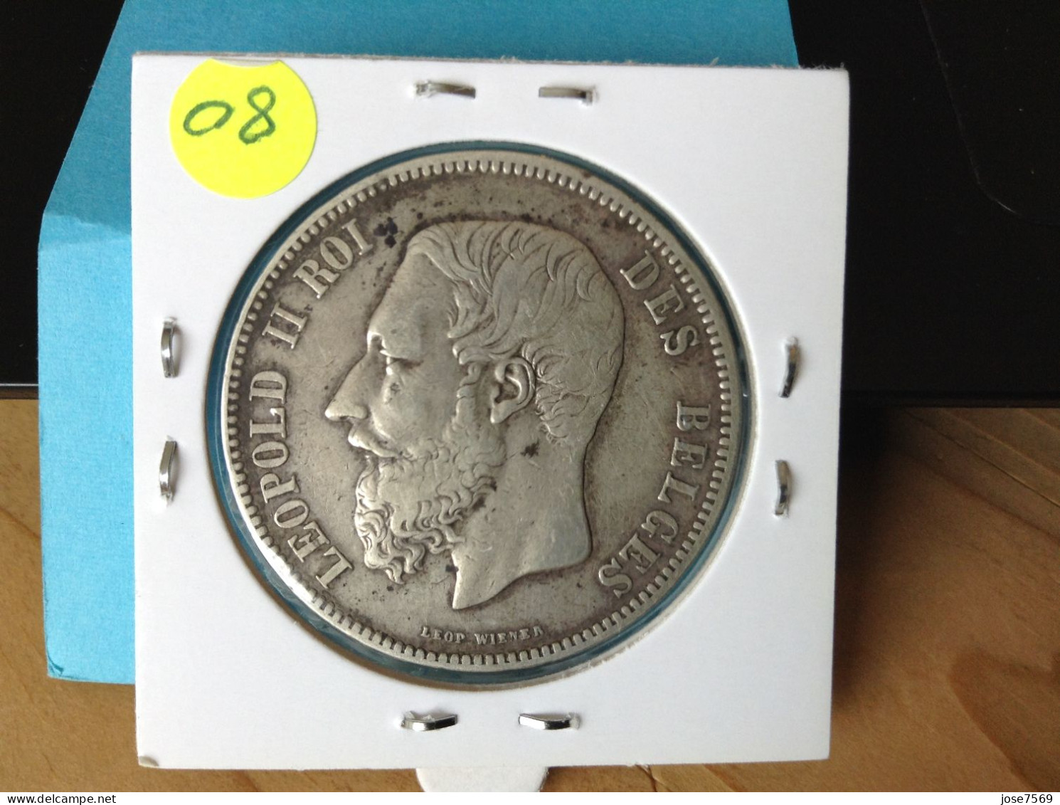 België Leopold II 5 Frank 1867 Punt Zilver. (Morin 154a) - 5 Francs