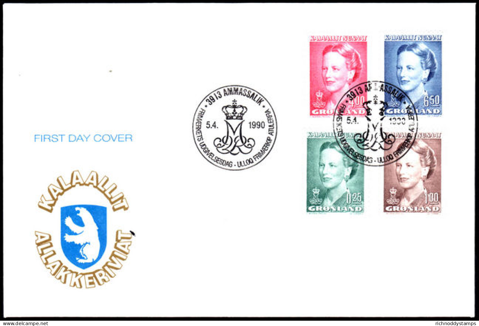 Greenland 1990 Margrethe 1990 Values First Day Cover - Lettres & Documents