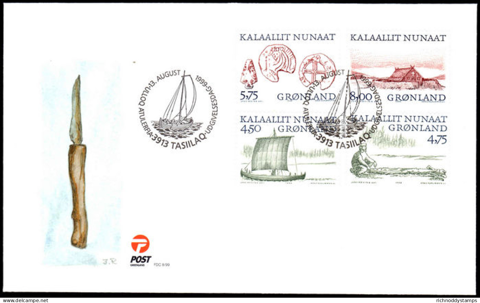 Greenland 1999 Vikings First Day Cover - Brieven En Documenten