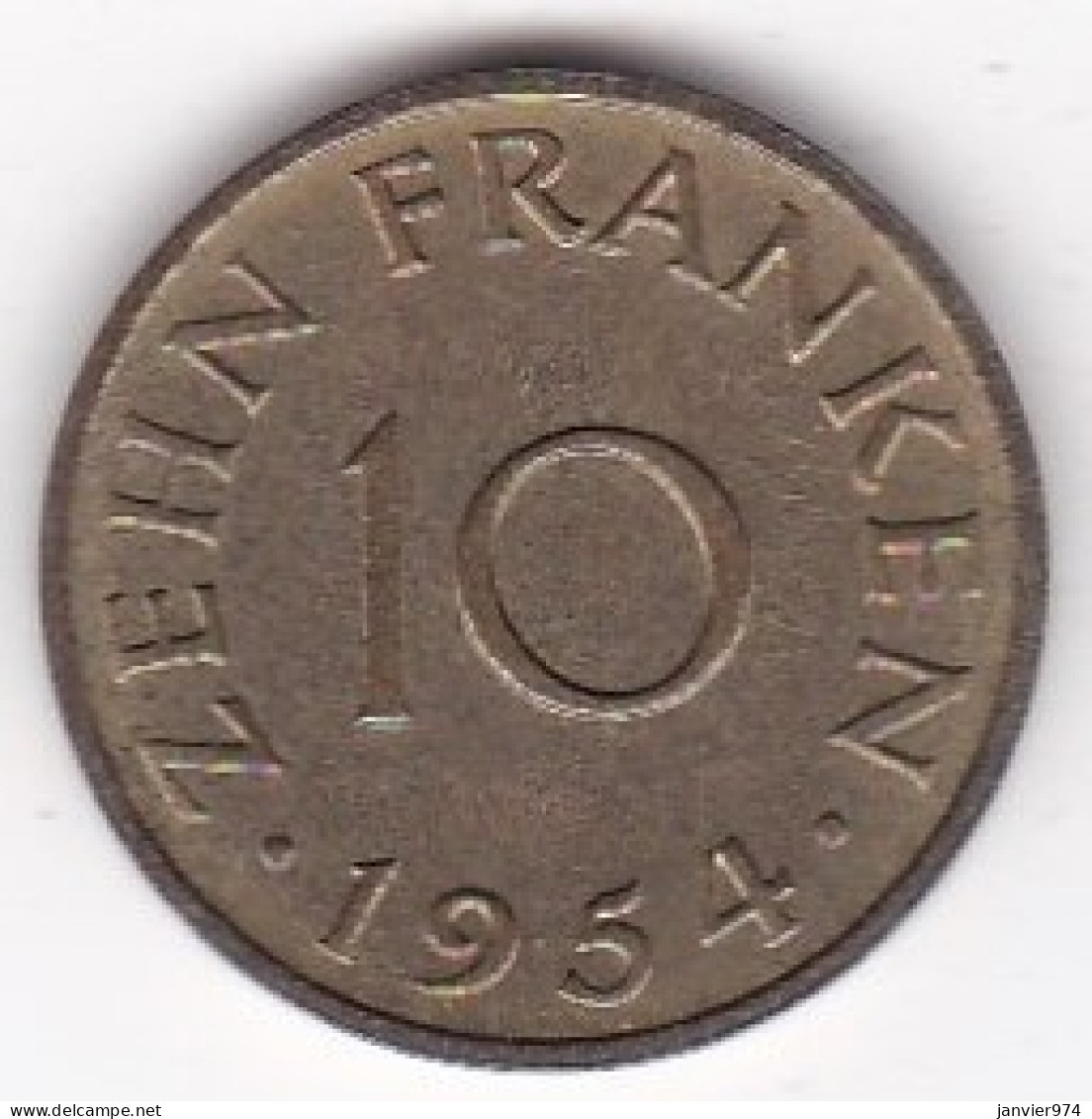 Sarre, Protectorat Français , 10 Franken 1954, Bronze-aluminium, KM# 1 - 10 Franken