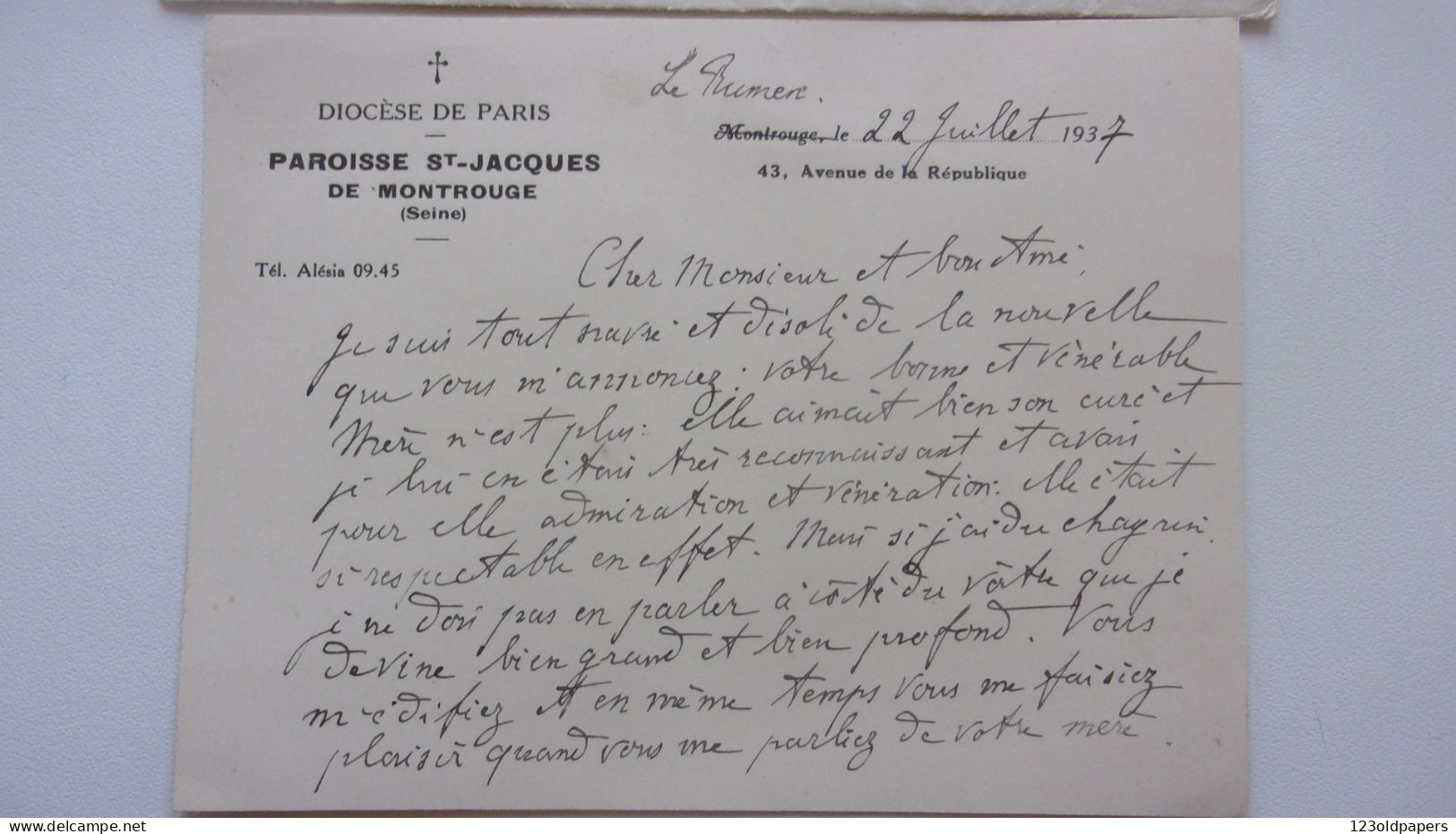 LAS Abbé Louis De Boissieu (1874-1963), Chanoine Honoraire De Paris, Curé De Saint-Jacques-le-Majeur à Montrouge 1937 - Otros & Sin Clasificación