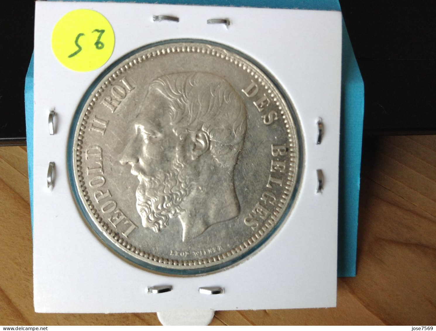 België Leopold II 5 Frank 1875 Pos: A Zilver. (Morin 162) - 5 Francs
