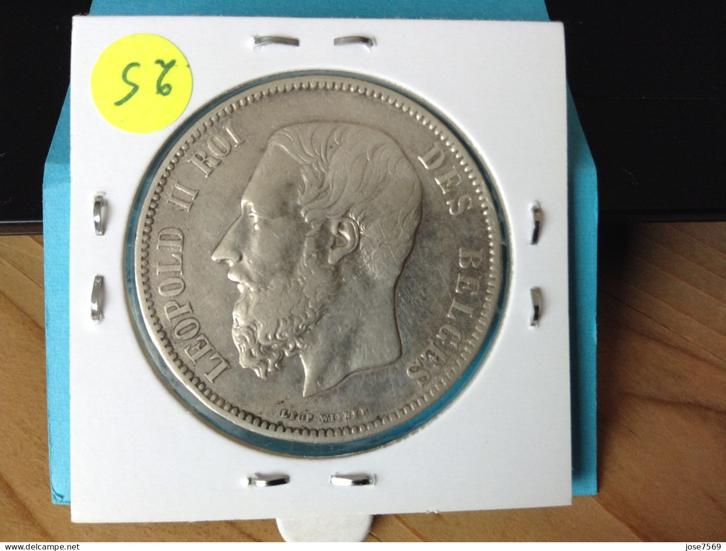 België Leopold II 5 Frank 1876 Pos: A Zilver. (Morin 163) - 5 Francs