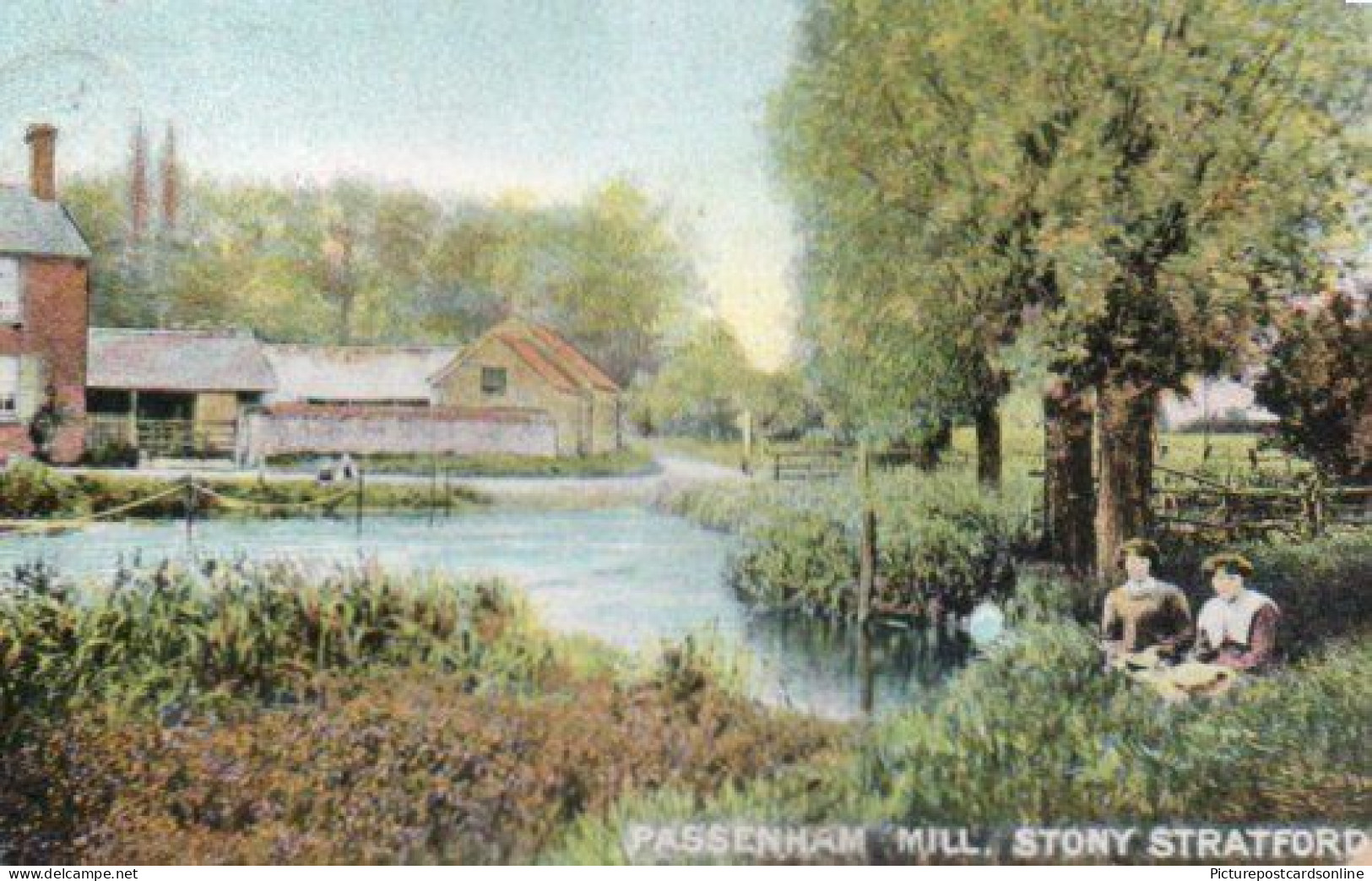 STONY STRATFORD PASSENHAM HILL OLD COLOUR POSTCARD BUCKINGHAMSHIRE - Buckinghamshire