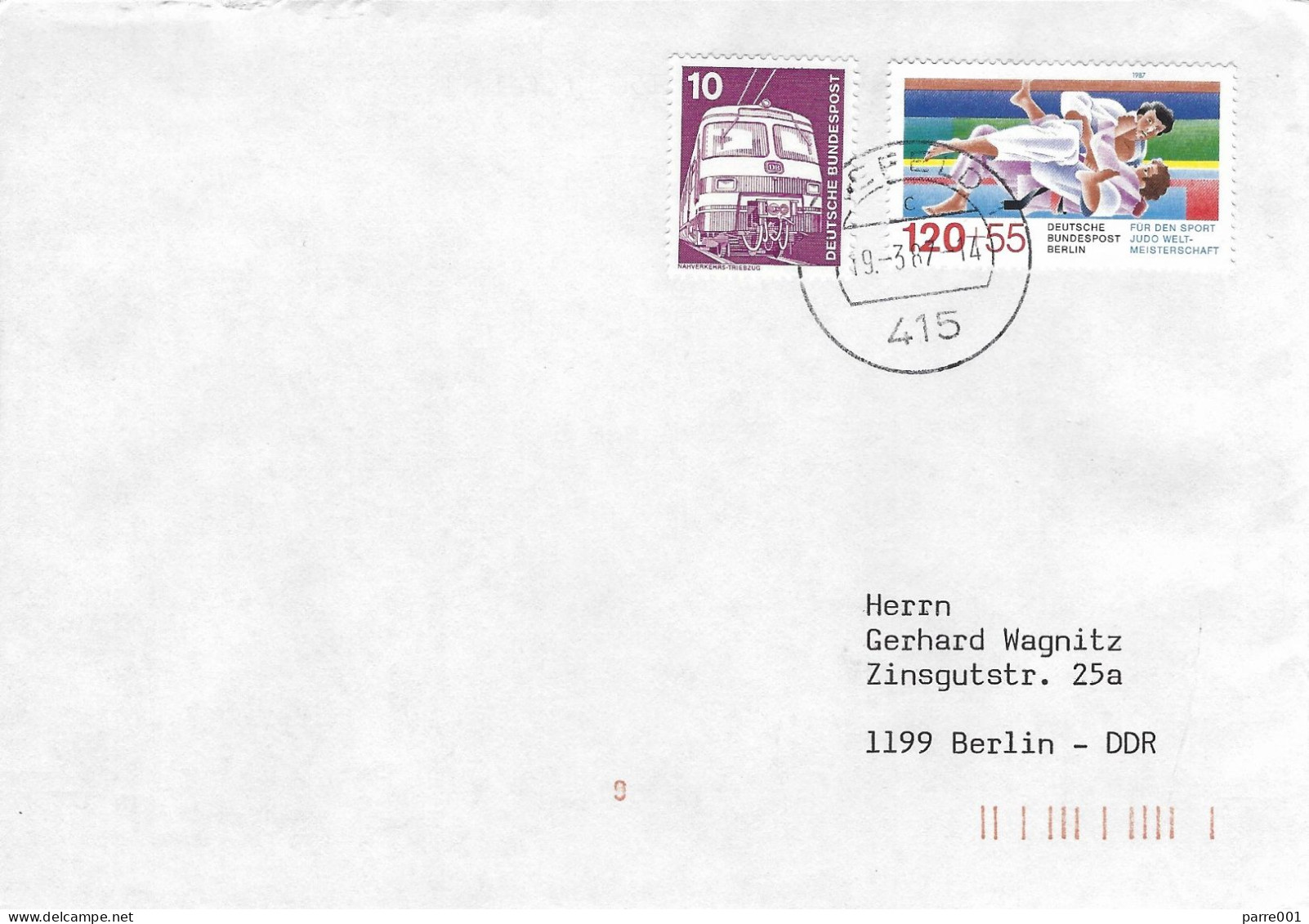 Deutschland Germany Berlin 1987 Krefeld World Judo Championships Essen Surtaxe Cover - Judo
