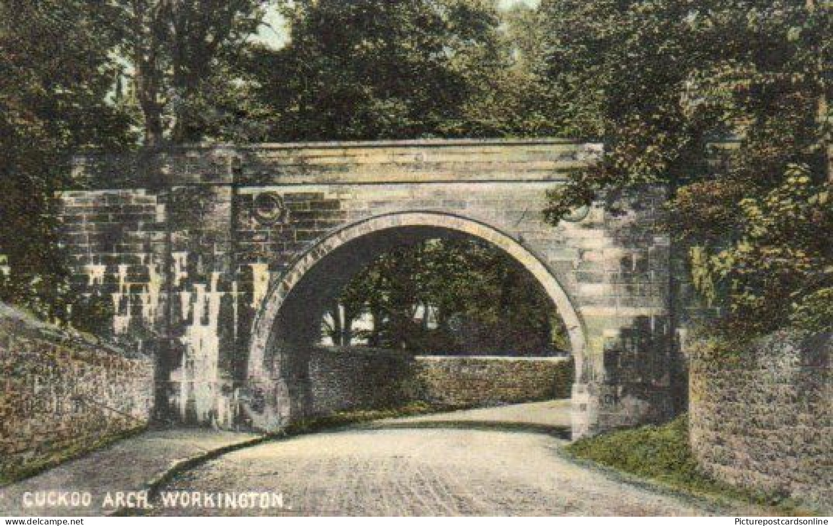 WORKINGTON CUCKOO ARCH BRIDGE OLD COLOUR POSTCARD CUMBRIA - Workington