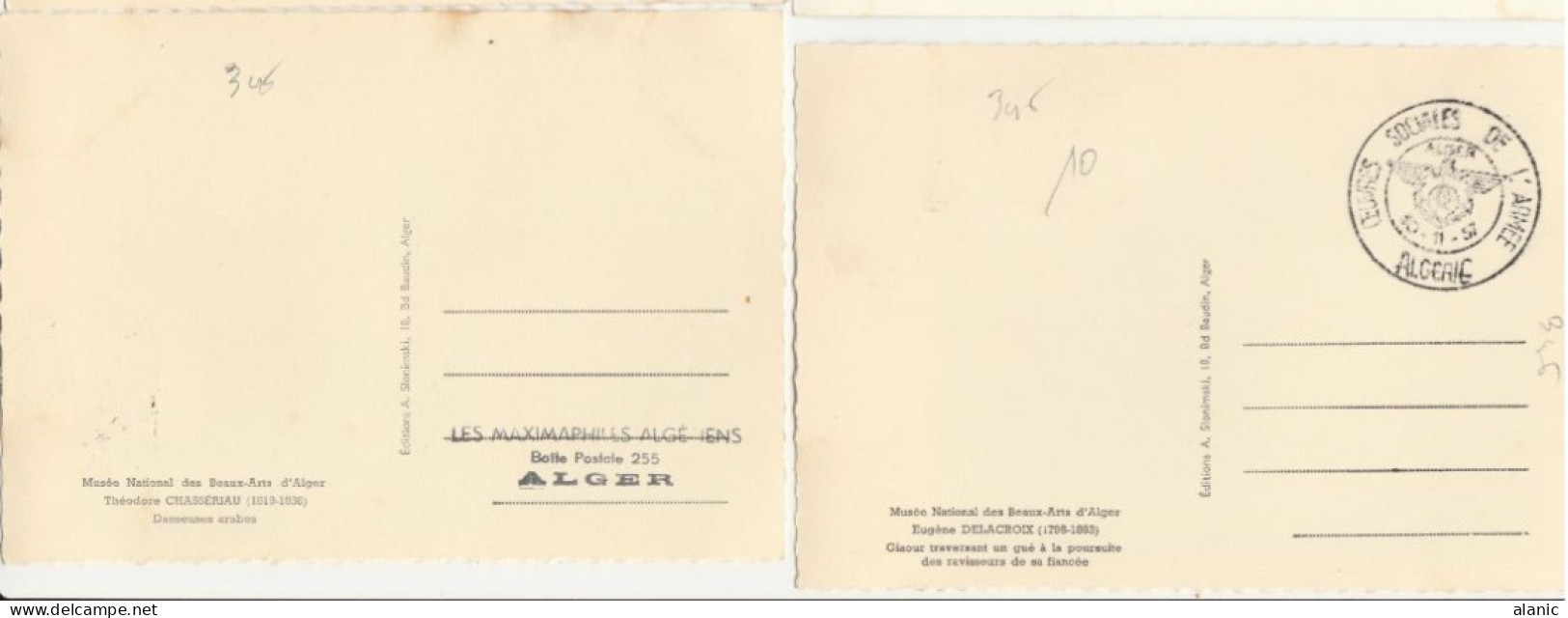 ALGERIE-Carte Maximum- N°346/48 ŒUVRES SOCIALES DE L ARMEE Noir & Blanc1957 - Cartes-maximum