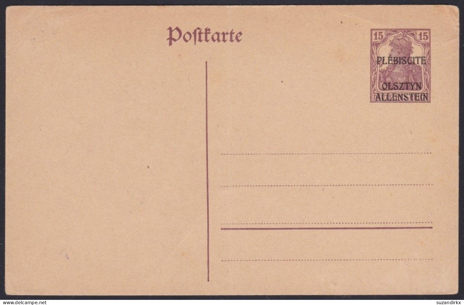 Allenstein    -   Postkarte   (2 Scans)     -     **      -      Postfrisch - Ungebraucht
