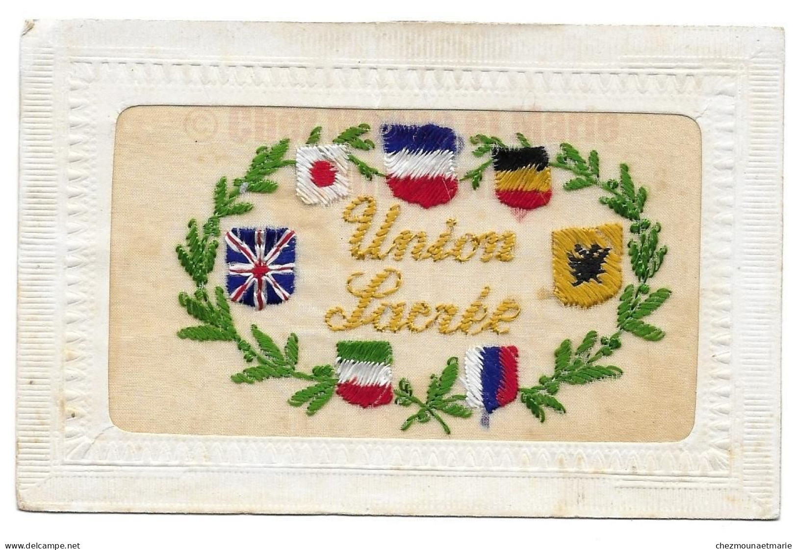 1919 BANNEIX CPA PATRIOTIQUE BRODEE UNION SACREE DRAPEAUX RUSSIE JAPON ALLEMAGNE ETC... - Guerre 1914-18