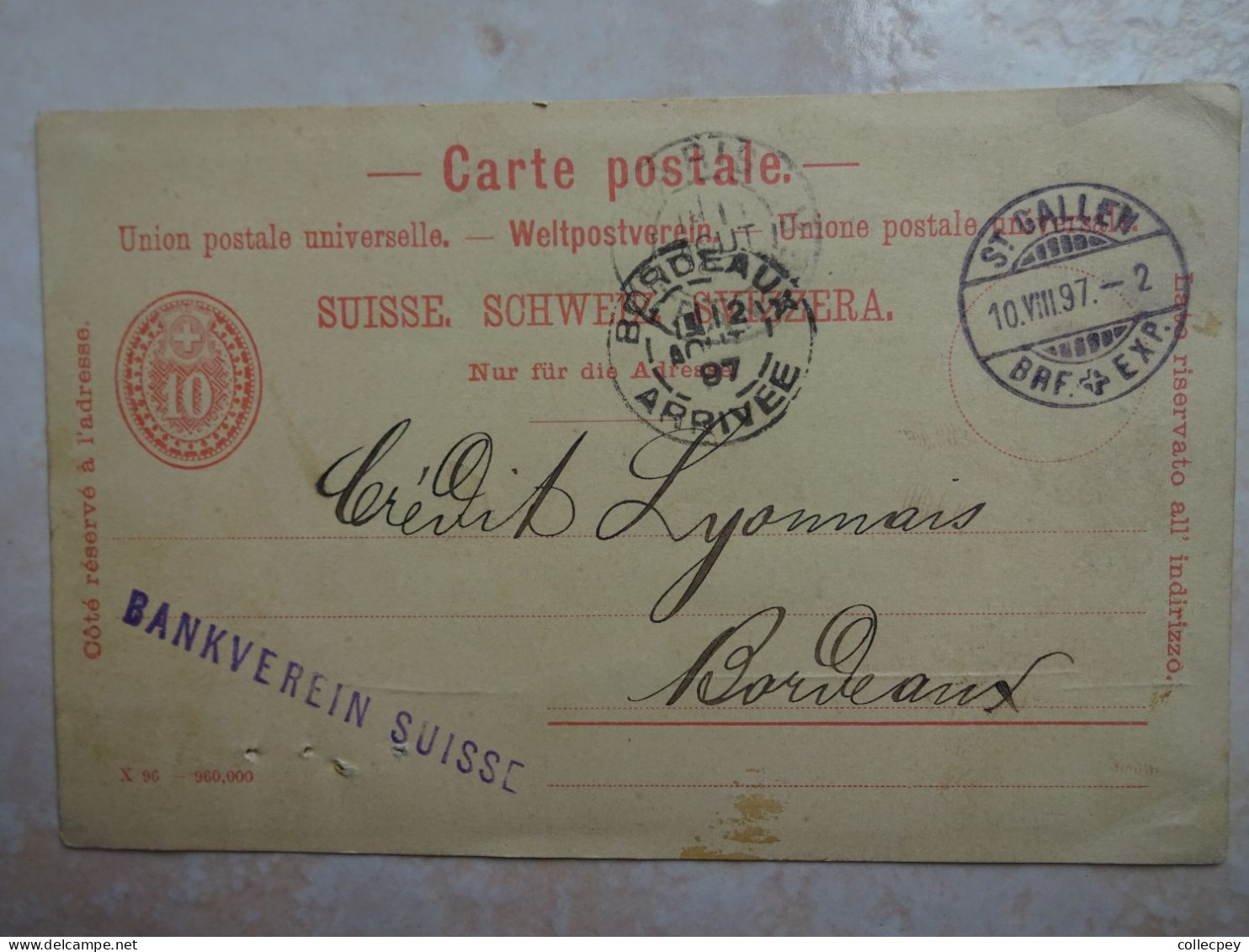 SUISSE Entier Postal 1897 - Sonstige & Ohne Zuordnung