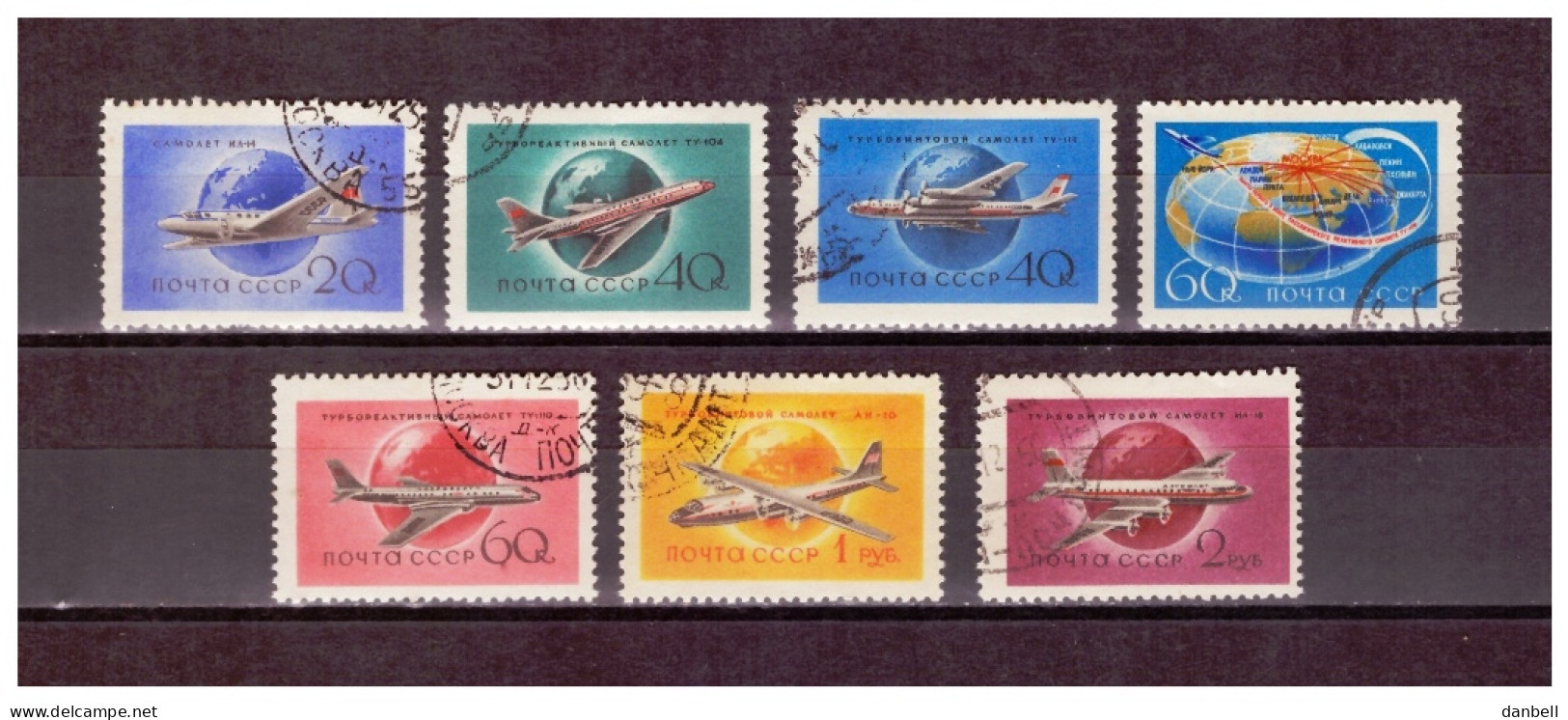 URSS901)1958 PA Aviazione Civile Sovietica Serie Cpl 7 Val USED Unif. A105-A111.jp - Oblitérés