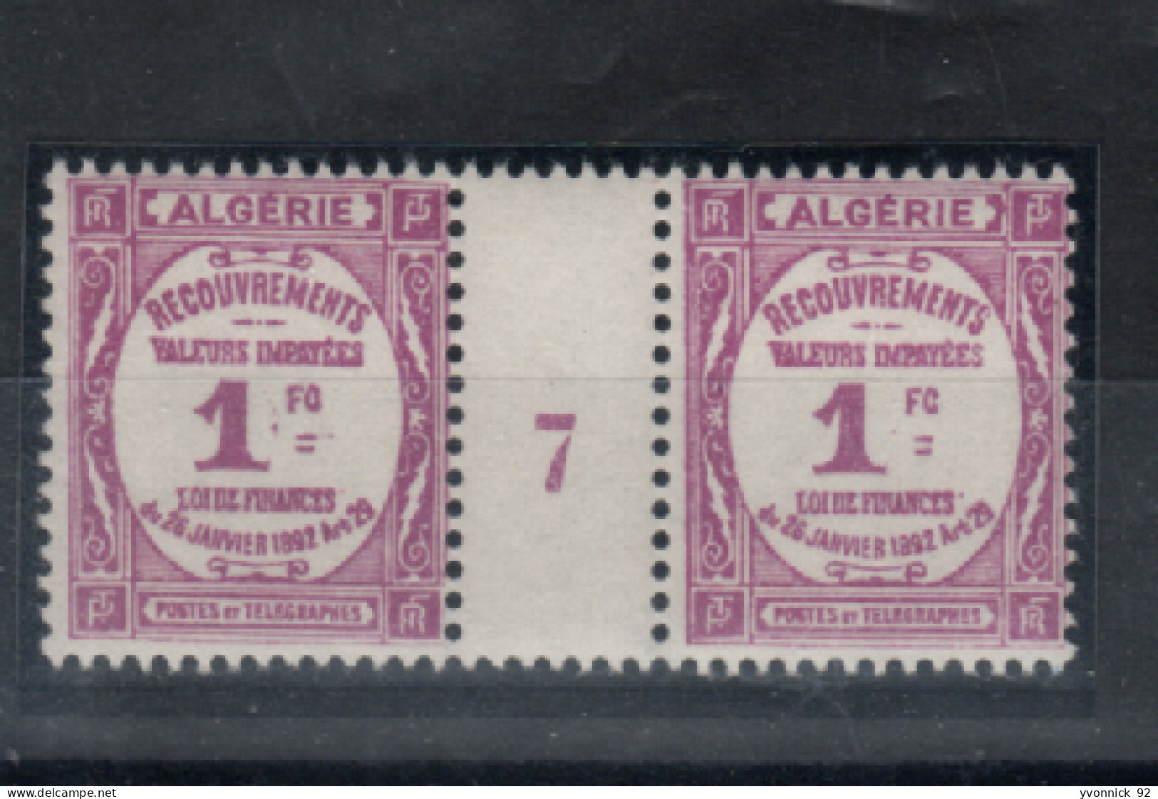 Algérie - Taxe Recouvrement _ 1 Millésimes (1927) N°19 Neuf - Timbres-taxe