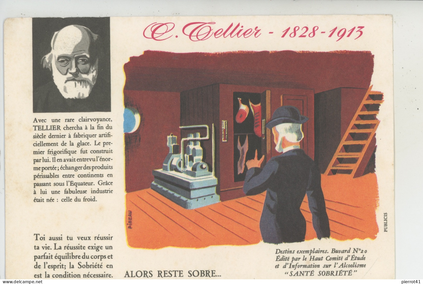 BUVARD - SANTÉ - ALCOOL - Destins Exemplaires : TELLIER - "ALORS RESTE SOBRE " - Format 20X14 Cm - A