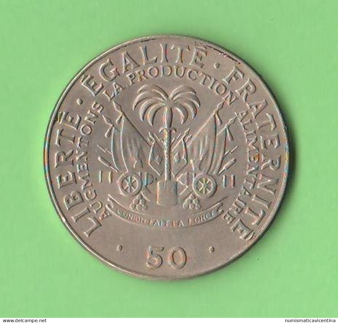 Haiti 50 Centimes 1975 FAO President Claude Duvalier Nickel  Coin - Haïti