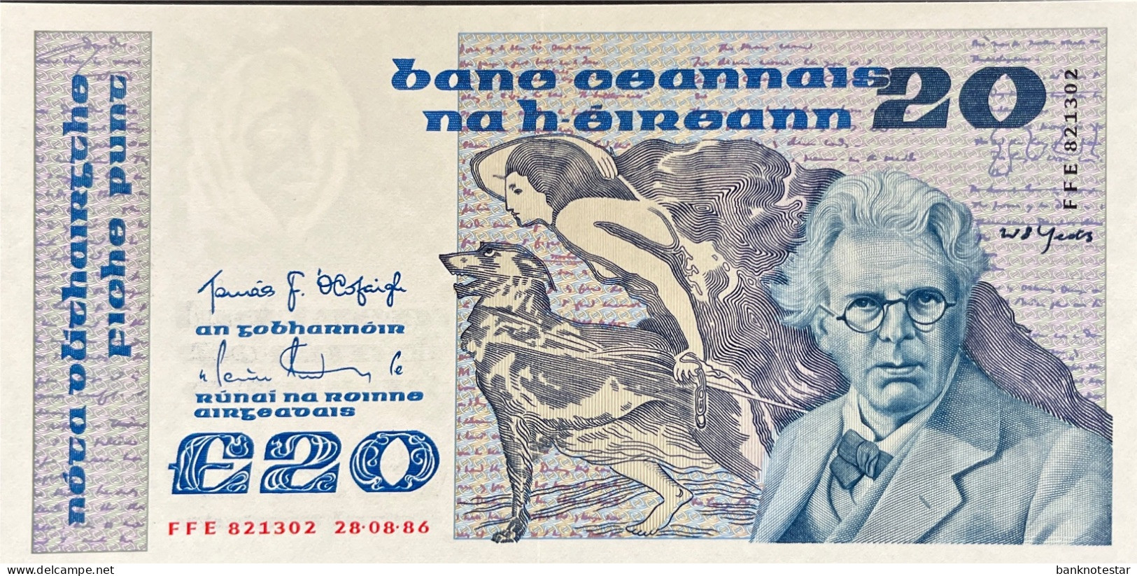 Ireland 20 Pounds, P-73b (28.08.1986) - UNC - Rare Year - Irlanda