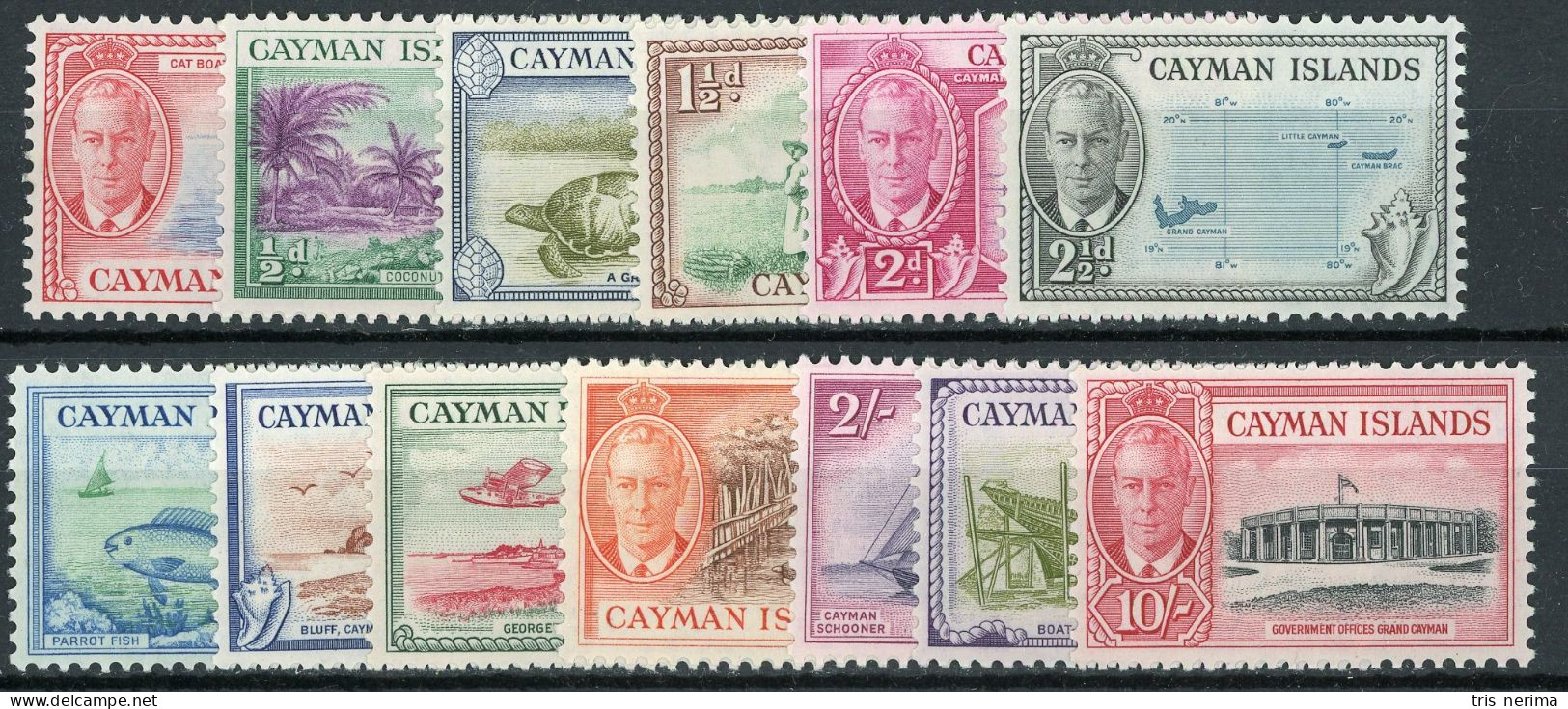 5692 BCx Cayman Is. 1950 Scott 122-34 M* (Lower Bids 20% Off) - Cayman Islands